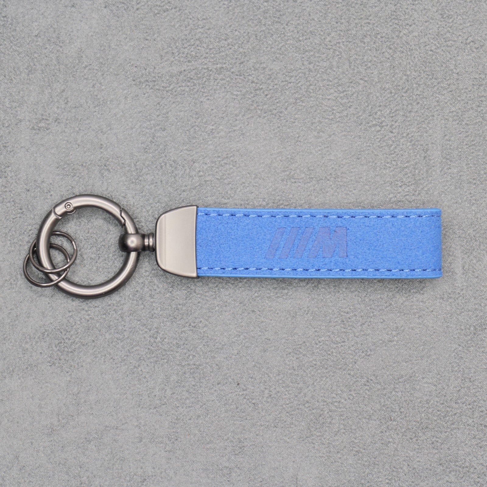 BMW M Performance Blue Suede Key Ring Chain Alcantara Red Stitching Premium