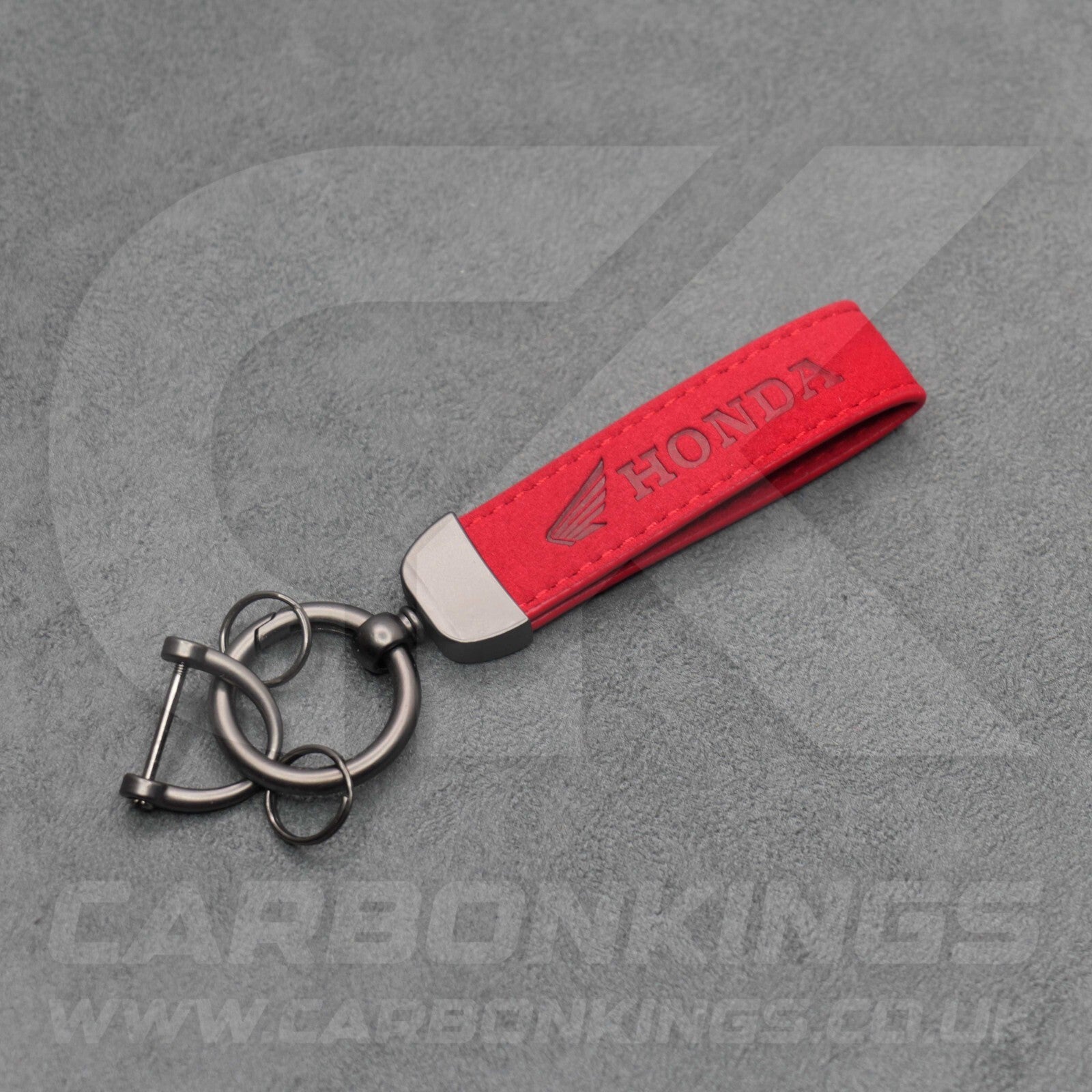 Honda Red Suede Key Ring Chain Car Civic Type R Premium Alcantara Stitched