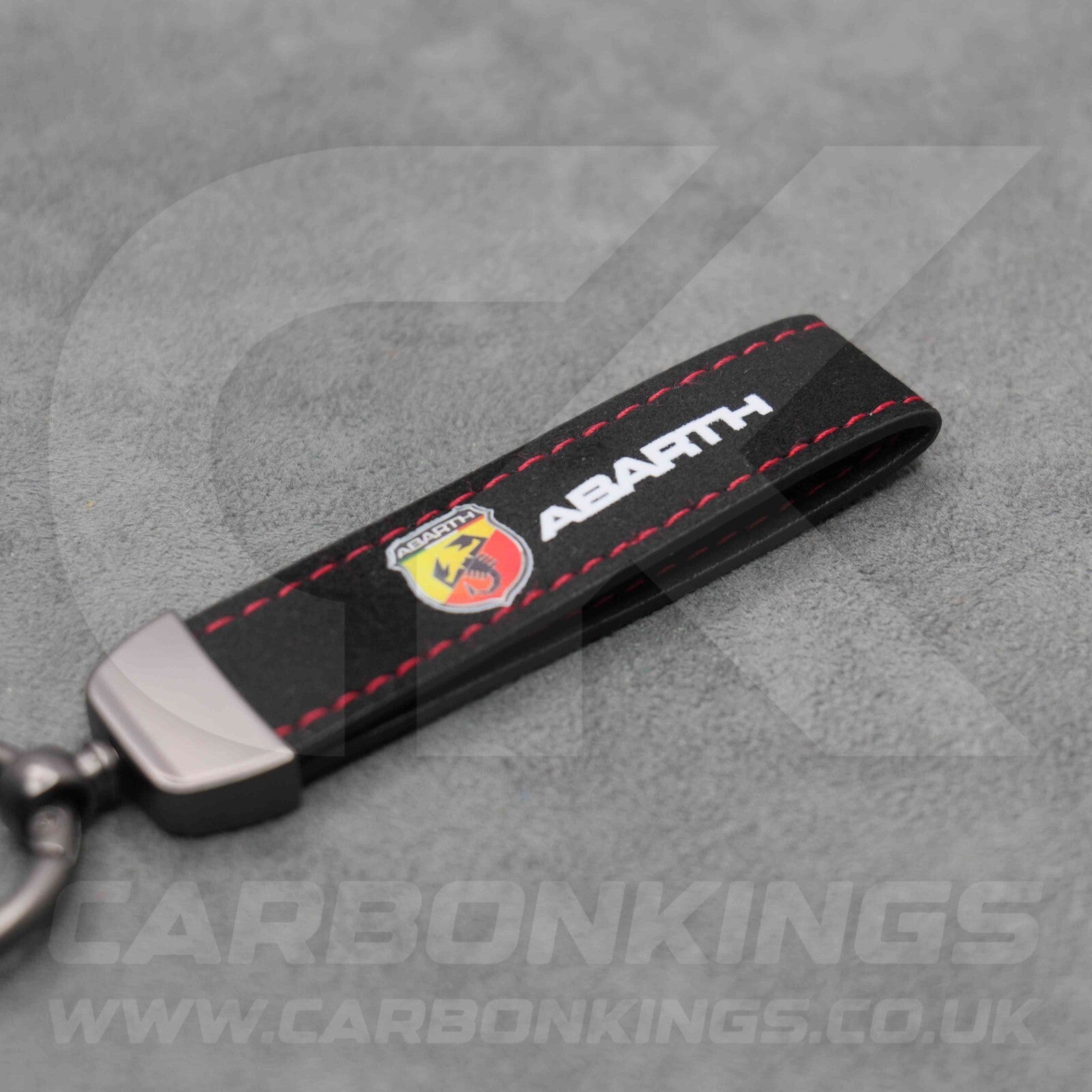 Fiat Abarth Black Suede Key Ring Chain Alcantara Stitched 500 595 695 Punto