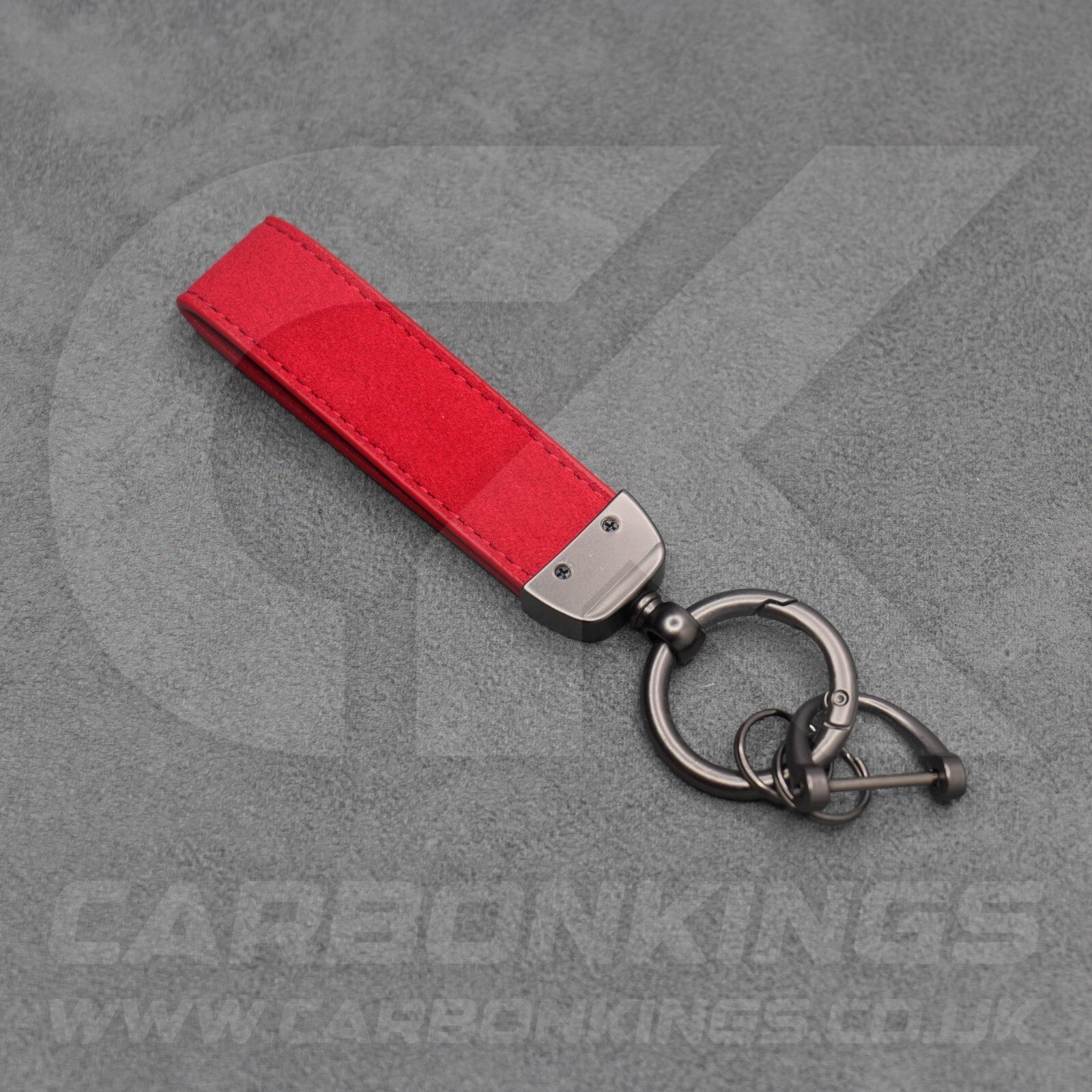 Ford ST Red Suede Key Ring Chain Alcantara Stitched Premium Focus Fiesta Puma