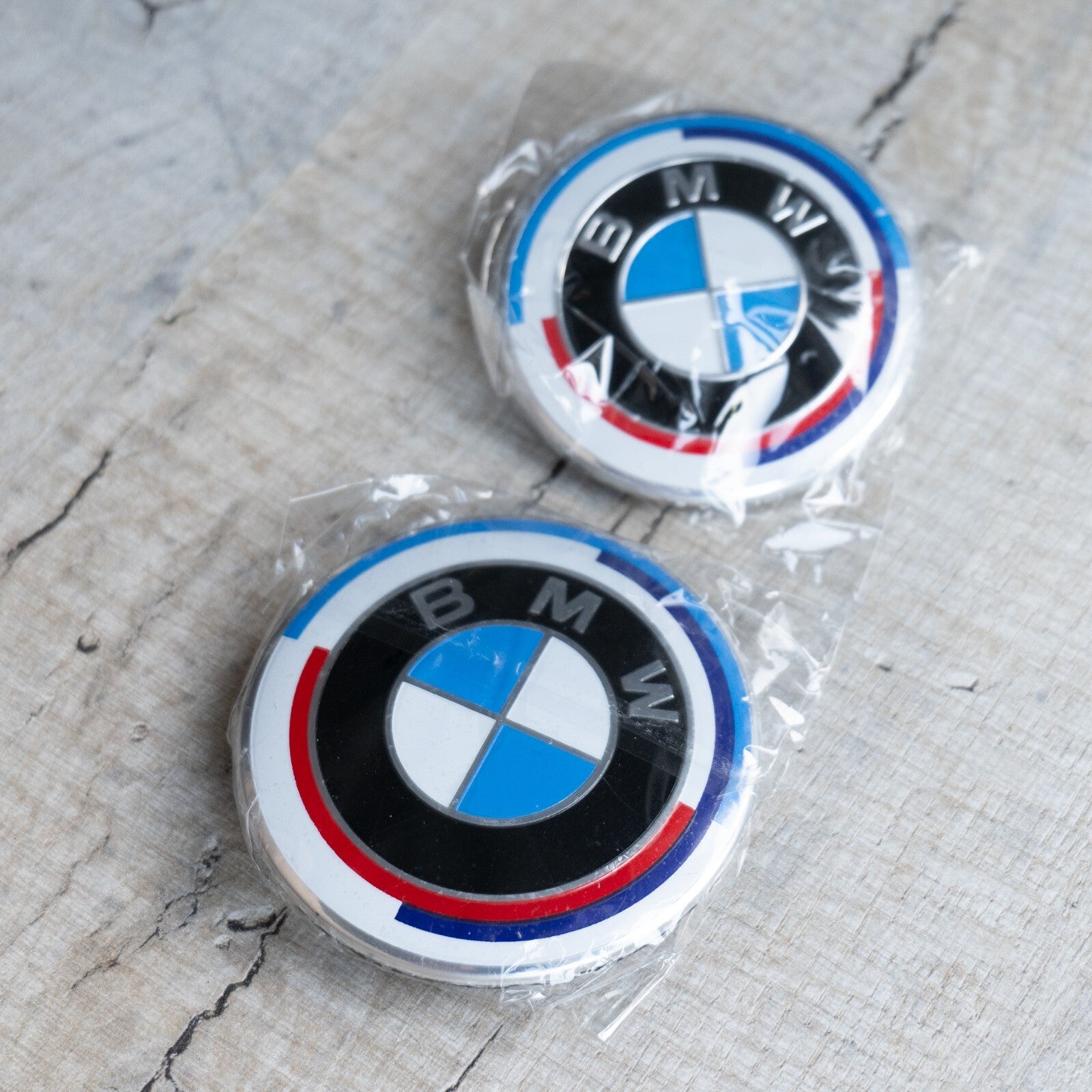 2x 50th Anniversary 82mm 74mm Front Bonnet Rear Boot Badges for B M W - 50 Years