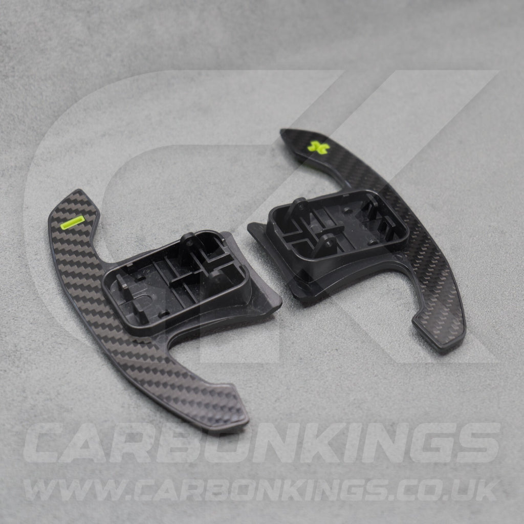 BMW Carbon Fibre / Yellow Gear Paddles Shifters F80 M3 F82 F83 M4 F87 M2 F30 G20