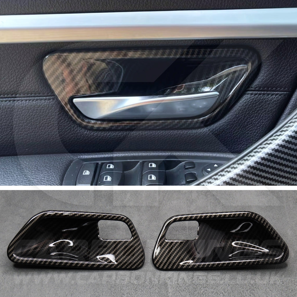 Carbon Fibre Style Interior Door Handle Trims BMW F80 M3 F82 M4 F83 F30 F32 3 4