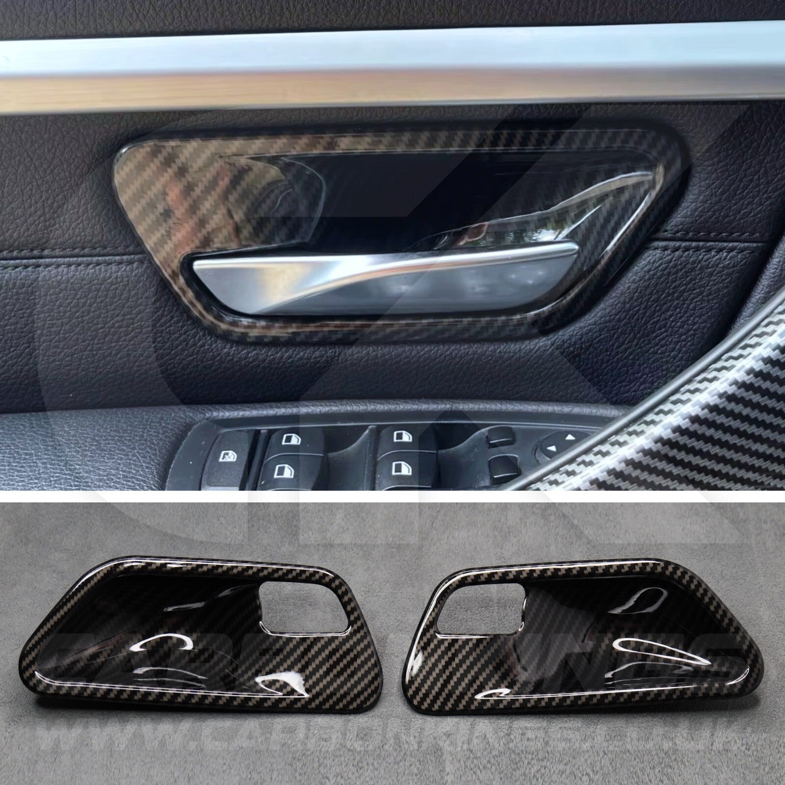 Carbon Fibre Style Interior Door Handle Trims BMW F80 M3 F82 M4 F83 F30 F32 3 4