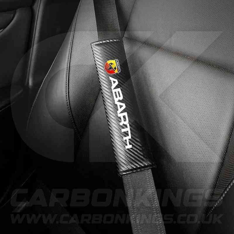 Fiat Abarth Carbon Fibre Style Seatbelt Shoulder Cover Pad Protector Set 500 595