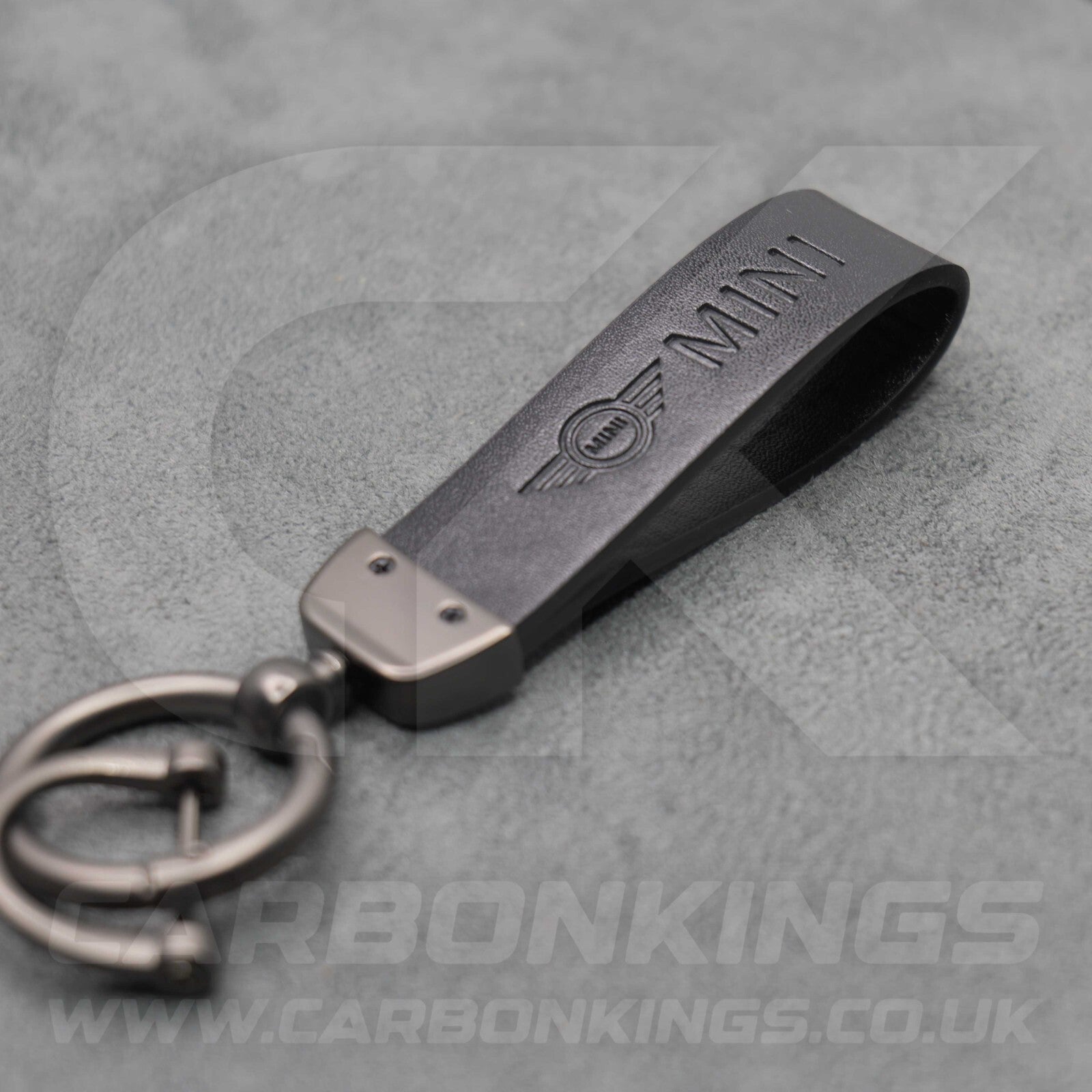Mini Cooper Black Leather Key Ring Chain Premium Car Keys One S JCW R55 R56 R57