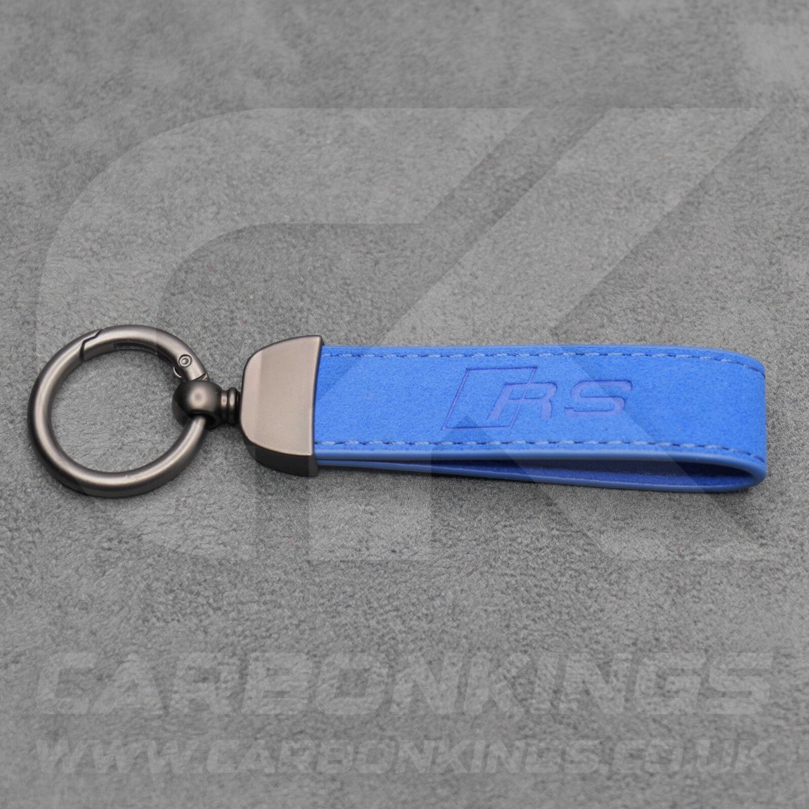 Audi RS Blue Suede Key Ring Chain Alcantara Stitched Premium RS3 RS4 RS5 RS6 RS7