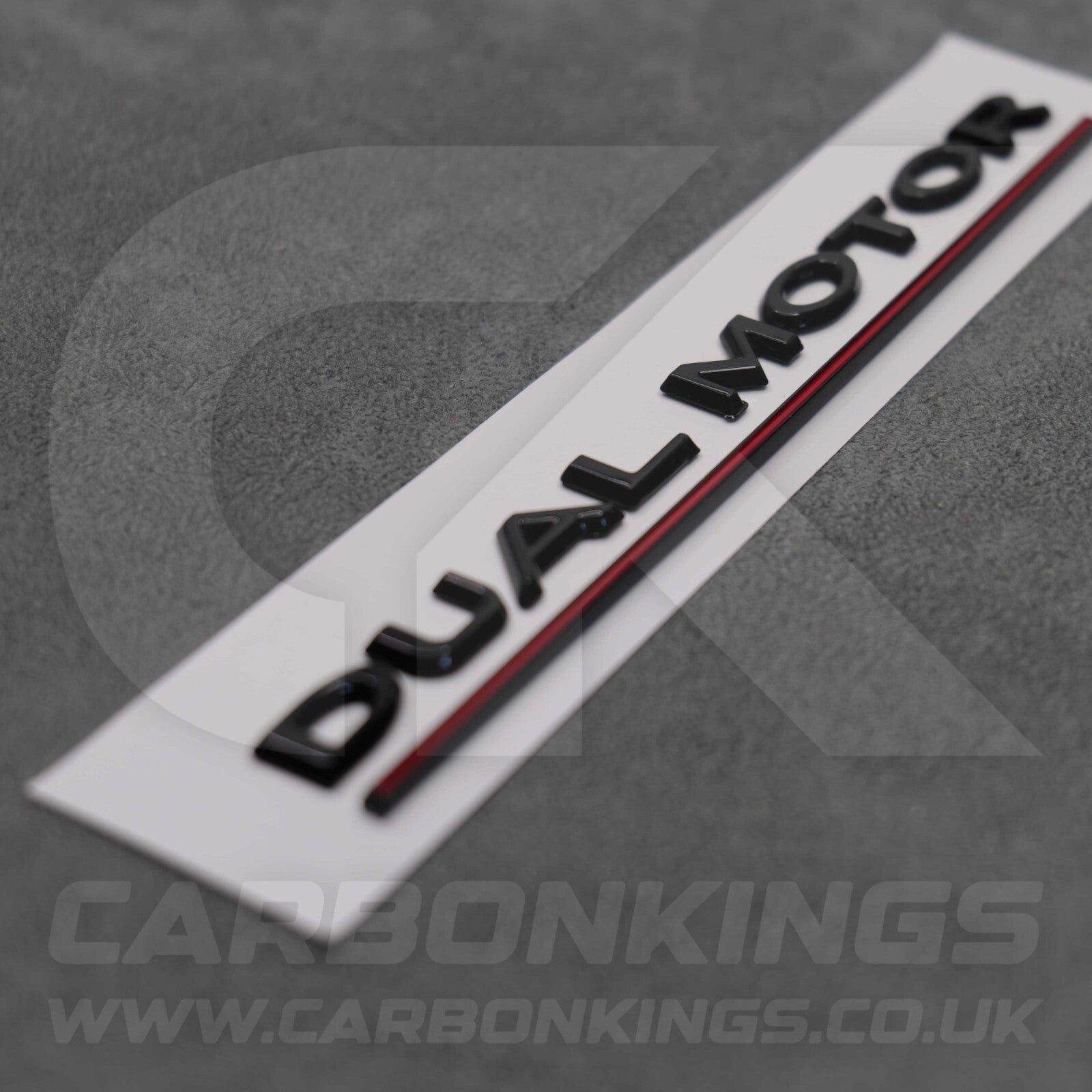Tesla Gloss Black with Red Line Dual Motor Rear Boot Badge Letters Model S 3 X Y