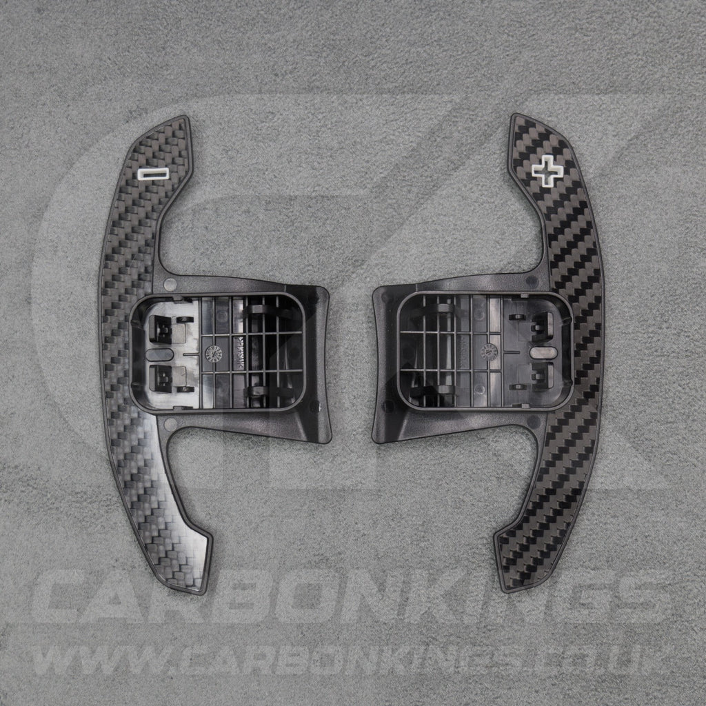 BMW Carbon Fibre / White Gear Shifter Paddles F80 M3 F82 F83 M4 F87 M2 F30 G80