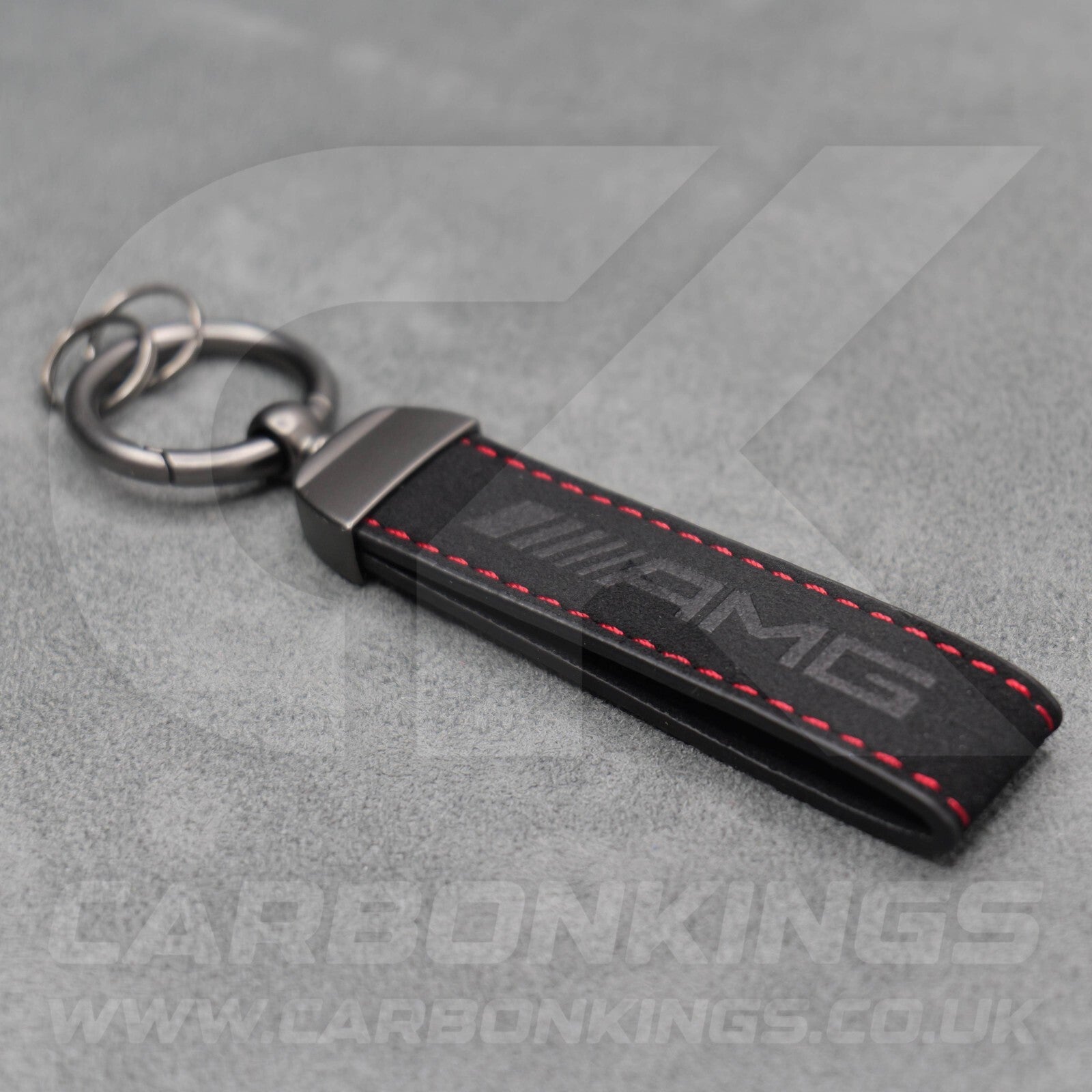 Mercedes AMG Black Suede Key Ring Chain Alcantara Stitched C63 C43 A45 E63 A35
