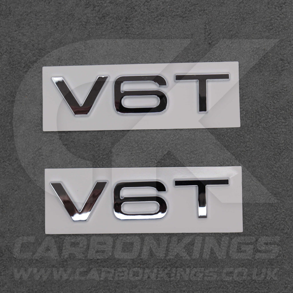 2x Chrome Silver V6T Side Wing Badge Emblems A4 A5 A6 A7 S3 S4 S5 S6 Q5 Q7