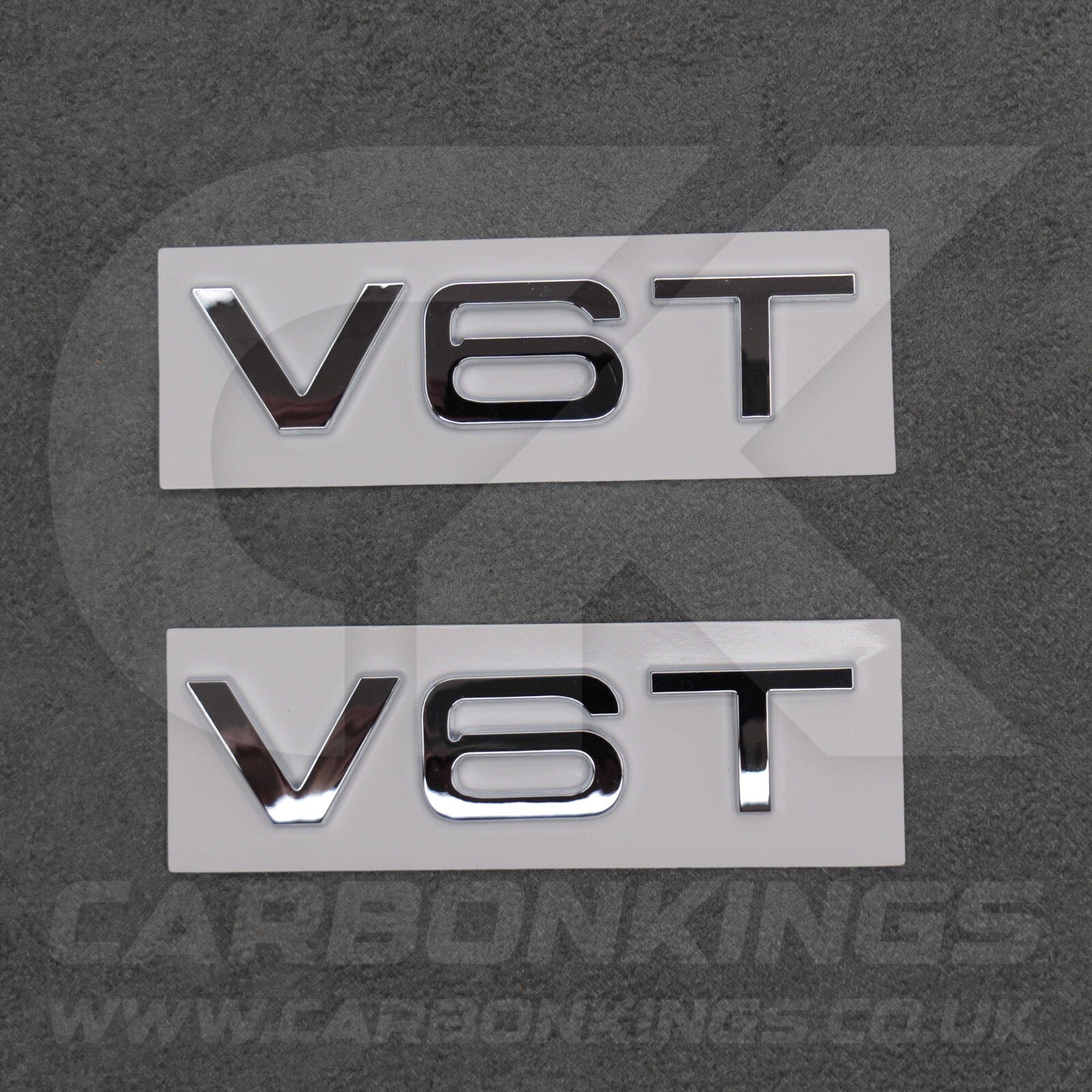 2x Chrome Silver V6T Side Wing Badge Emblems A4 A5 A6 A7 S3 S4 S5 S6 Q5 Q7