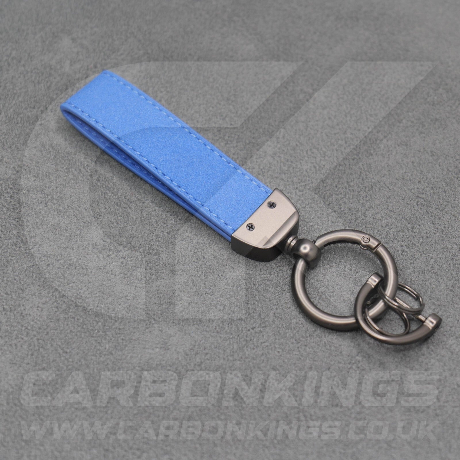 Fiat Abarth Blue Suede Key Ring Chain Alcantara Stitched 500 595 695 Punto