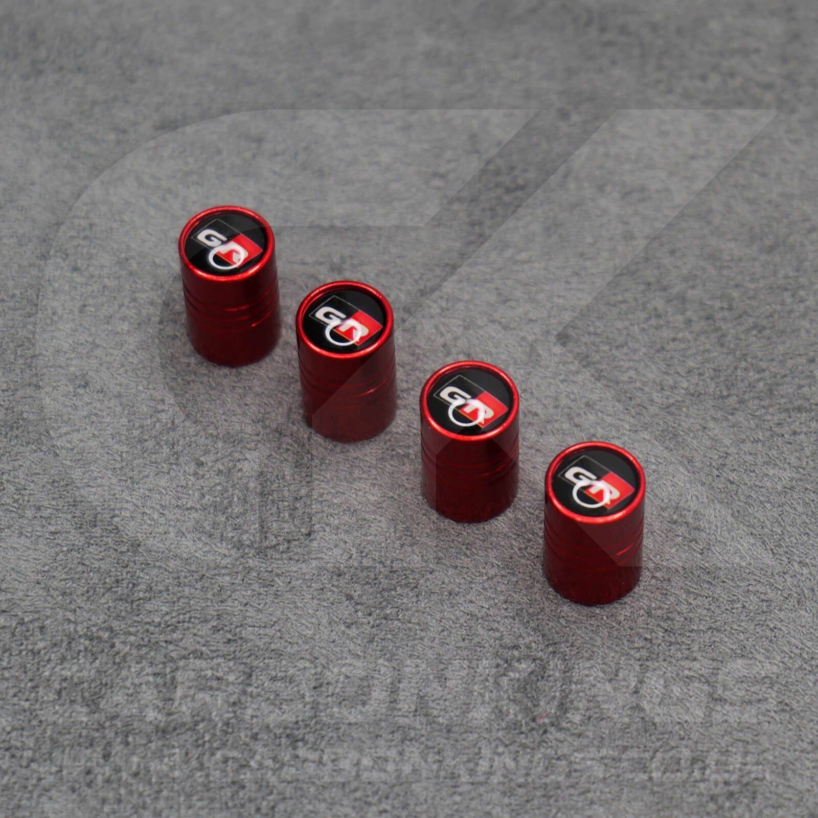 Toyota GR Gazoo Racing Red Anodised Wheel Valve Dust Caps Set Yaris GR86 Supra
