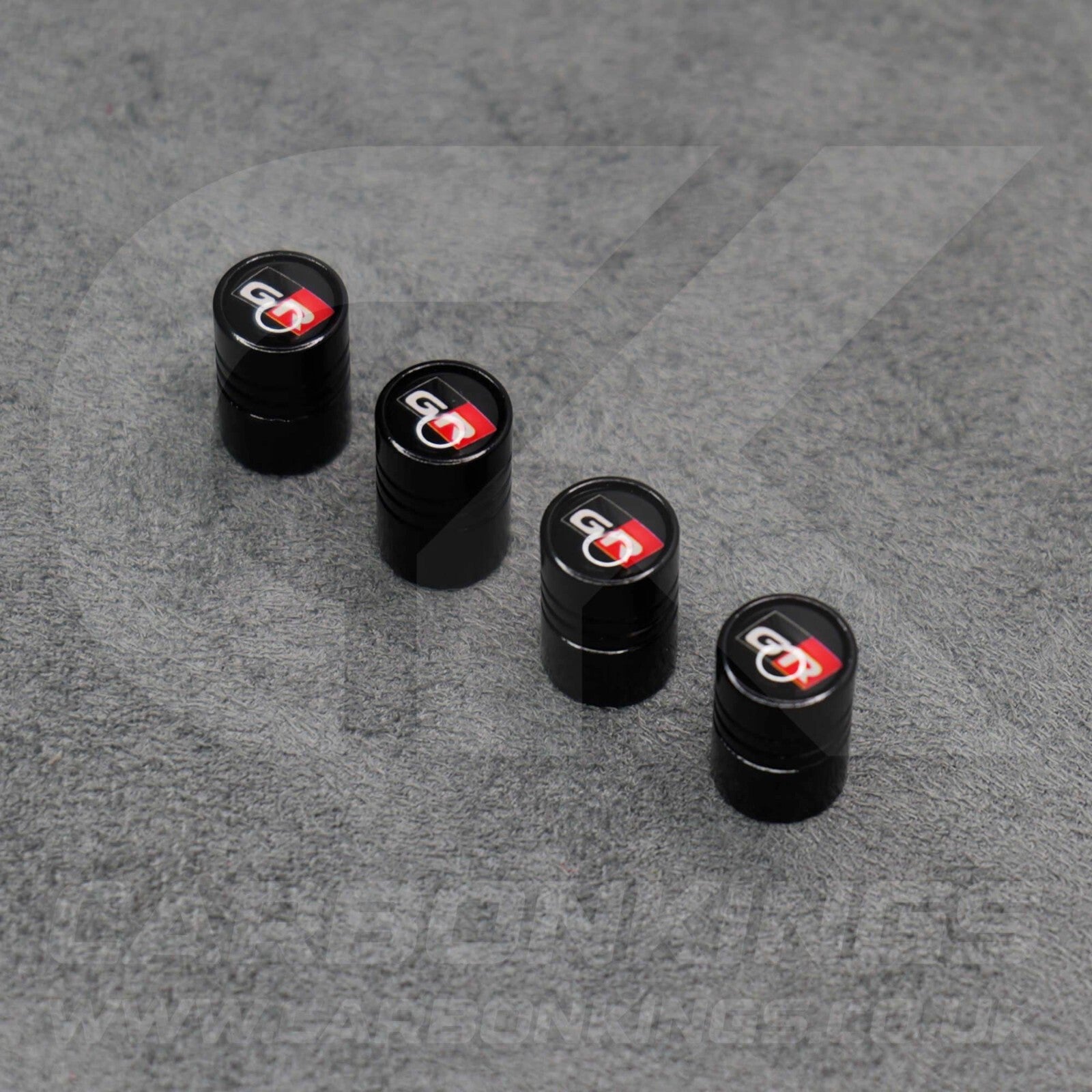 Toyota GR Gazoo Racing Black Anodised Wheel Valve Dust Caps Set Yaris GR86 Supra