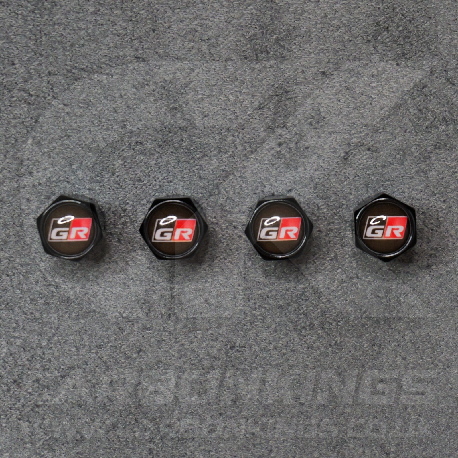 Toyota GR Gazoo Racing Black Anodised Wheel Valve Dust Caps Set Yaris GR86 Supra