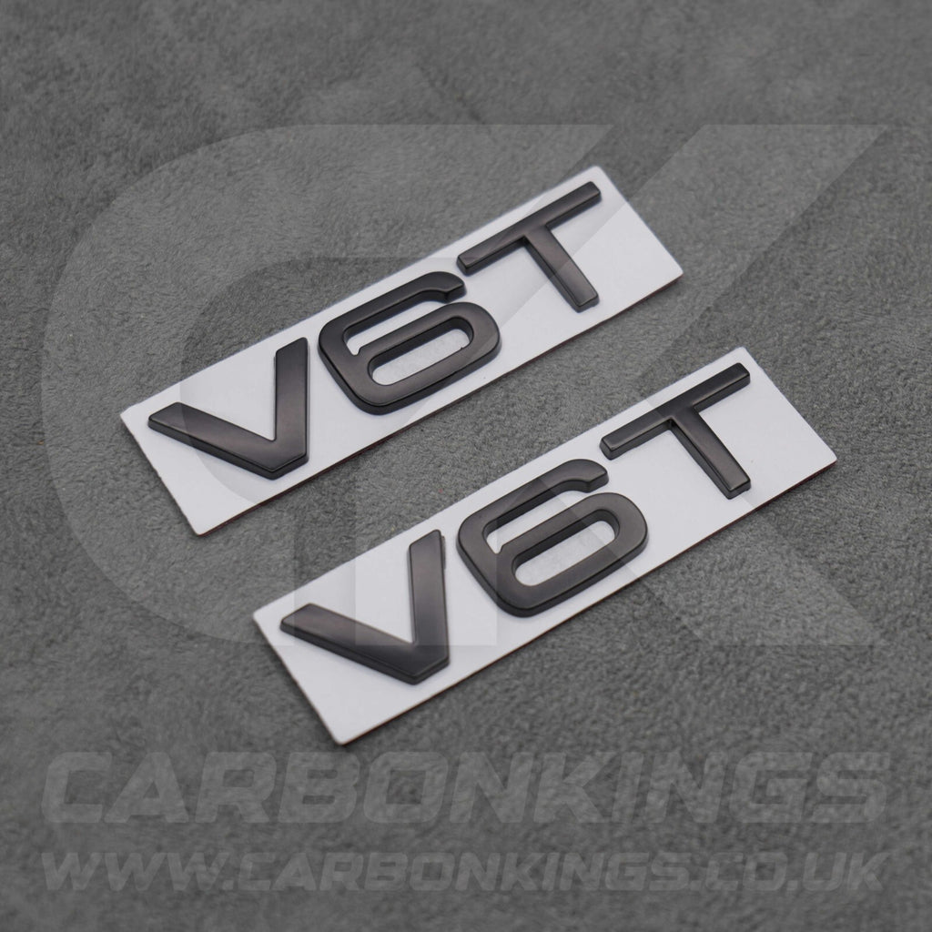2x Matte Black V6T Side Wing Badge Emblems Audi A4 A5 A6 A7 S3 S4 S5 S6 Q5 Q7 V6