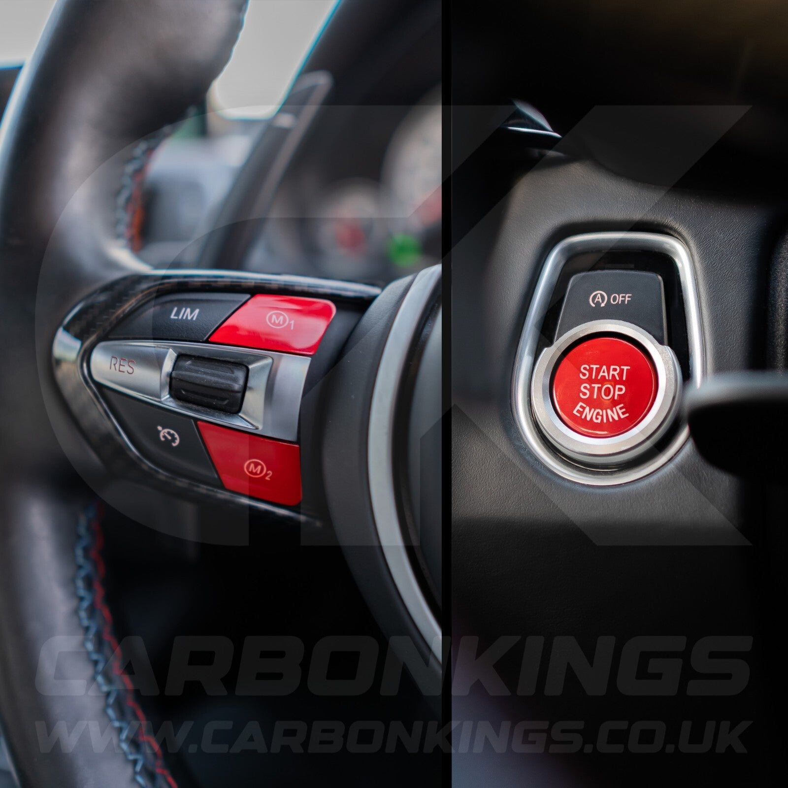 Red M1 M2 & Start Engine Buttons Set for BMW M2 M3 M4 M5 M6 X5M X6M F80 F82 F87