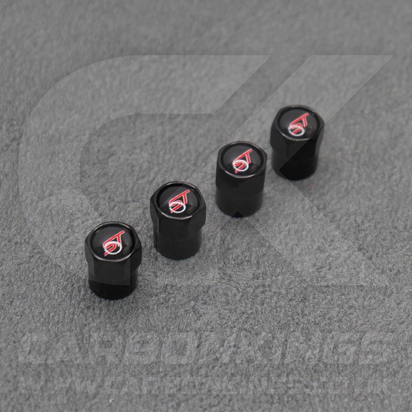 Ford ST Sport Black Anodised Wheel Valve Dust Caps Set Fiesta Focus Edge Puma