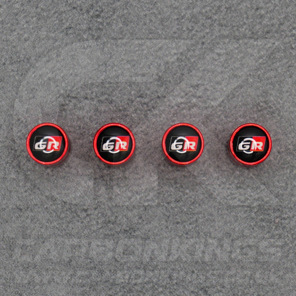 Toyota GR Gazoo Racing Red Anodised Wheel Valve Dust Caps Set Yaris GR86 Supra