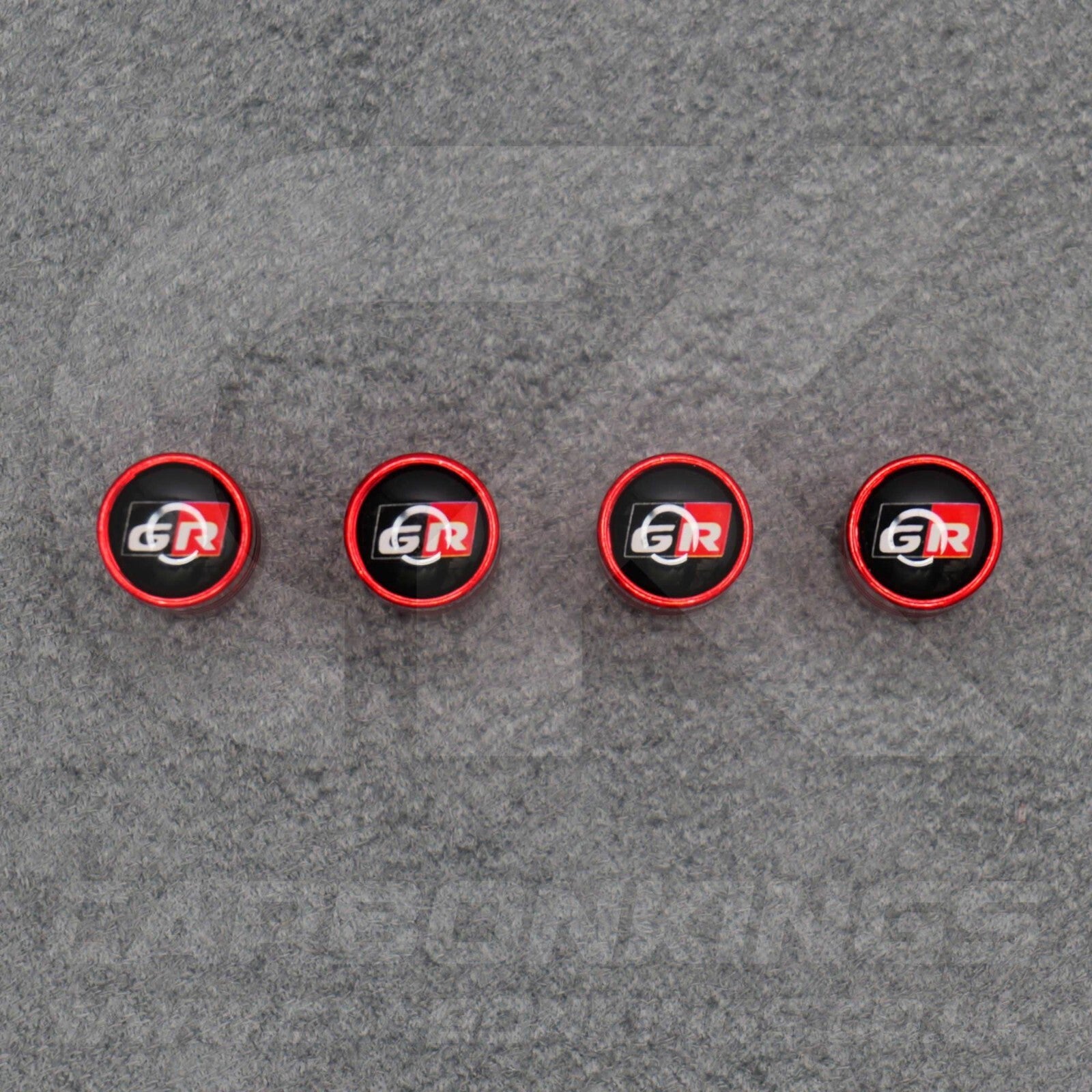Toyota GR Gazoo Racing Red Anodised Wheel Valve Dust Caps Set Yaris GR86 Supra