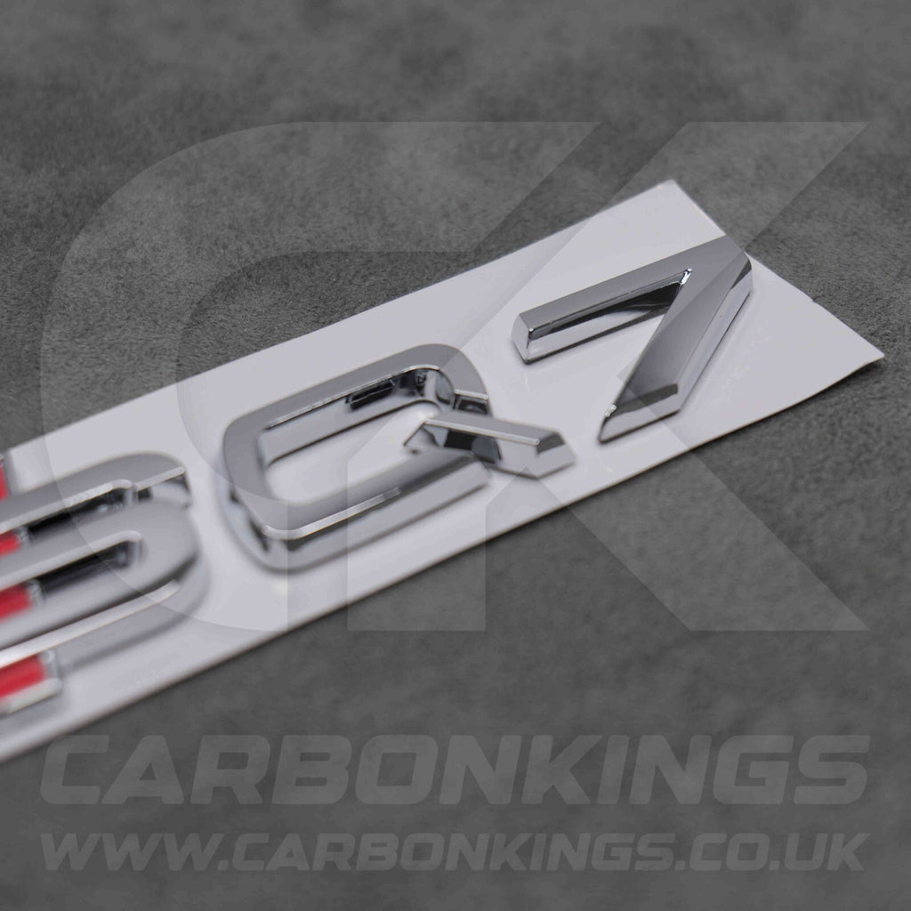 122 x 31mm Audi SQ7 Chrome / Silver Boot Rear Badge Letters Emblem S 4L 4M