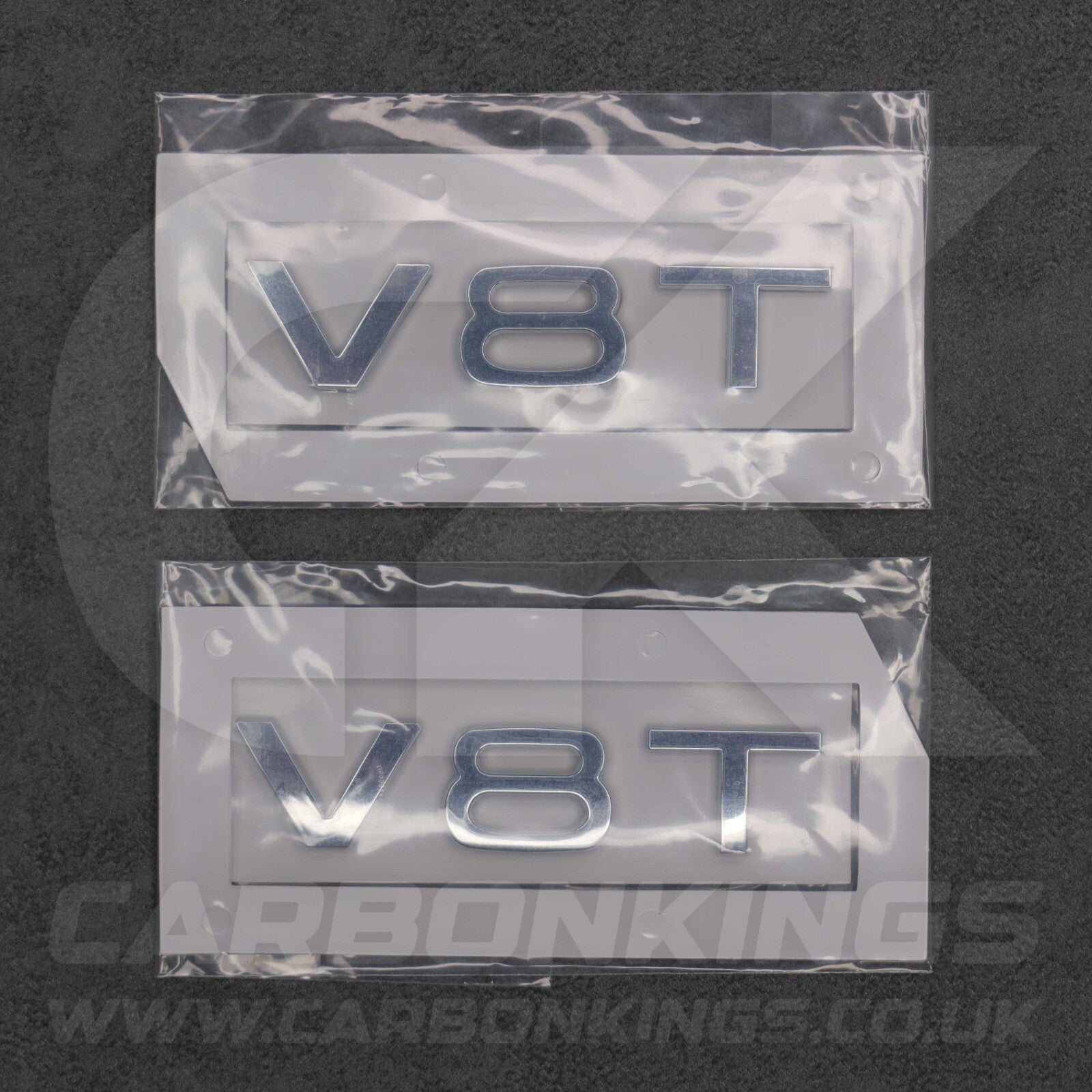 2x Chrome Silver V8T Side Wing Badge Emblems Audi SQ7 S6 S5 RS4 RS5 RS6 RS7 S8