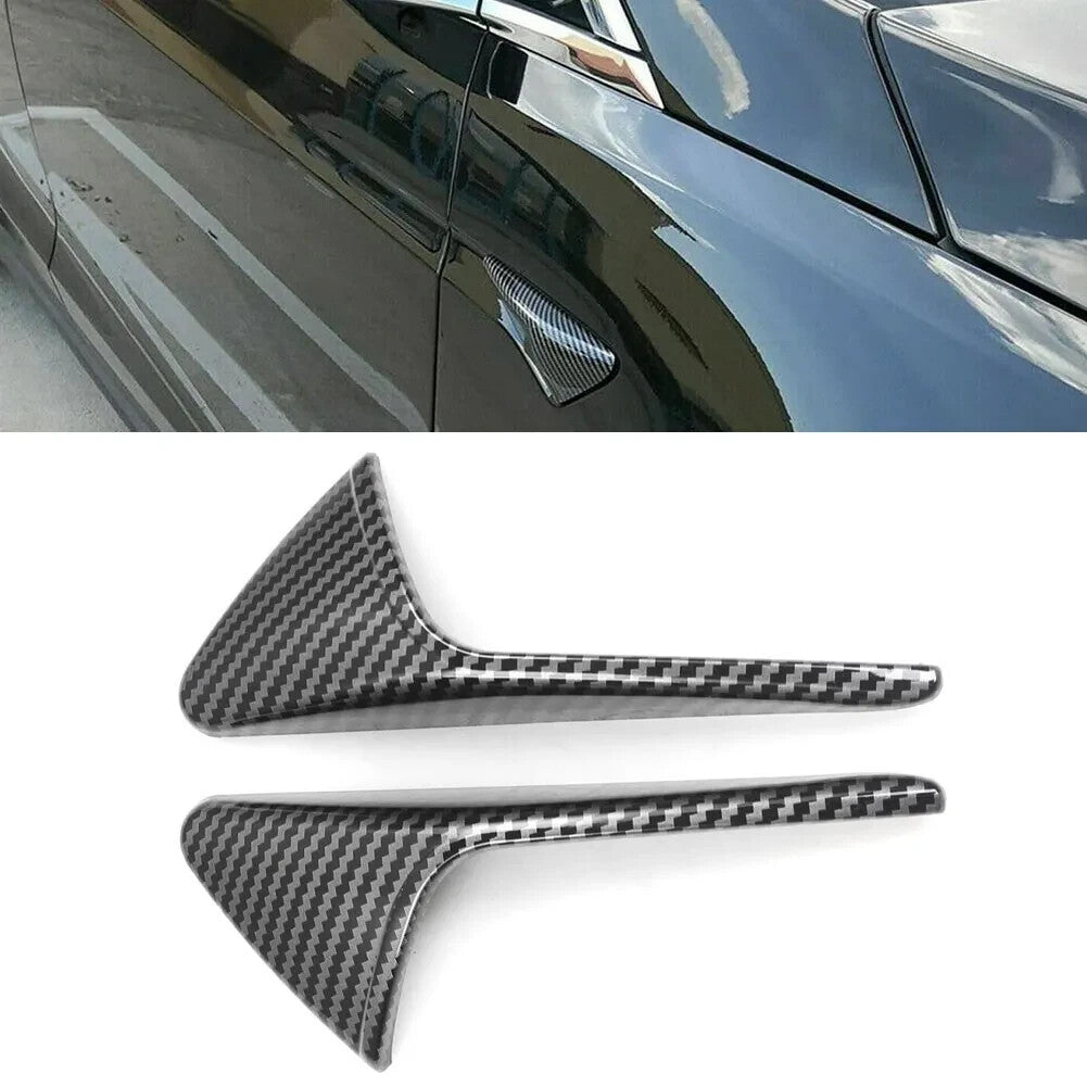Tesla Model 3 Y X S Carbon Fibre Style Side Camera Covers Trims Caps Mod