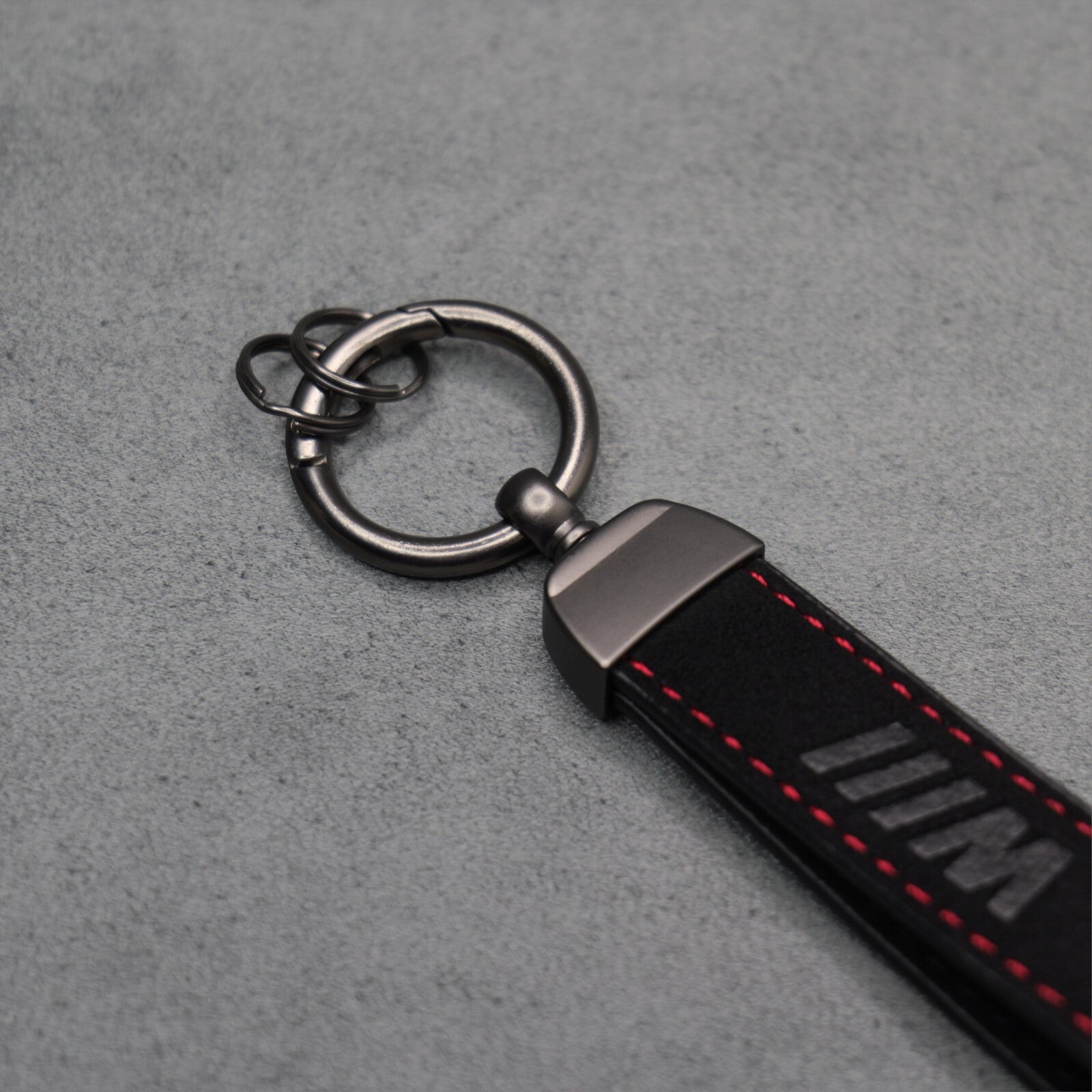BMW M Performance Black Suede Key Ring Chain Alcantara Red Stitching Premium