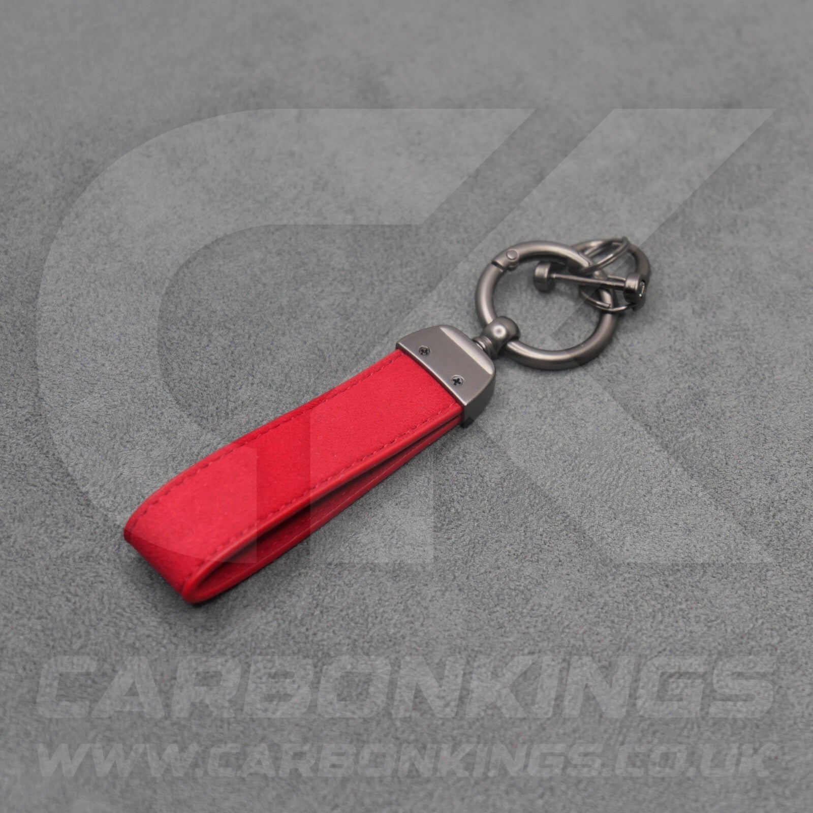Fiat Abarth Red Suede Key Ring Chain Alcantara Stitched 500 595 695 Punto
