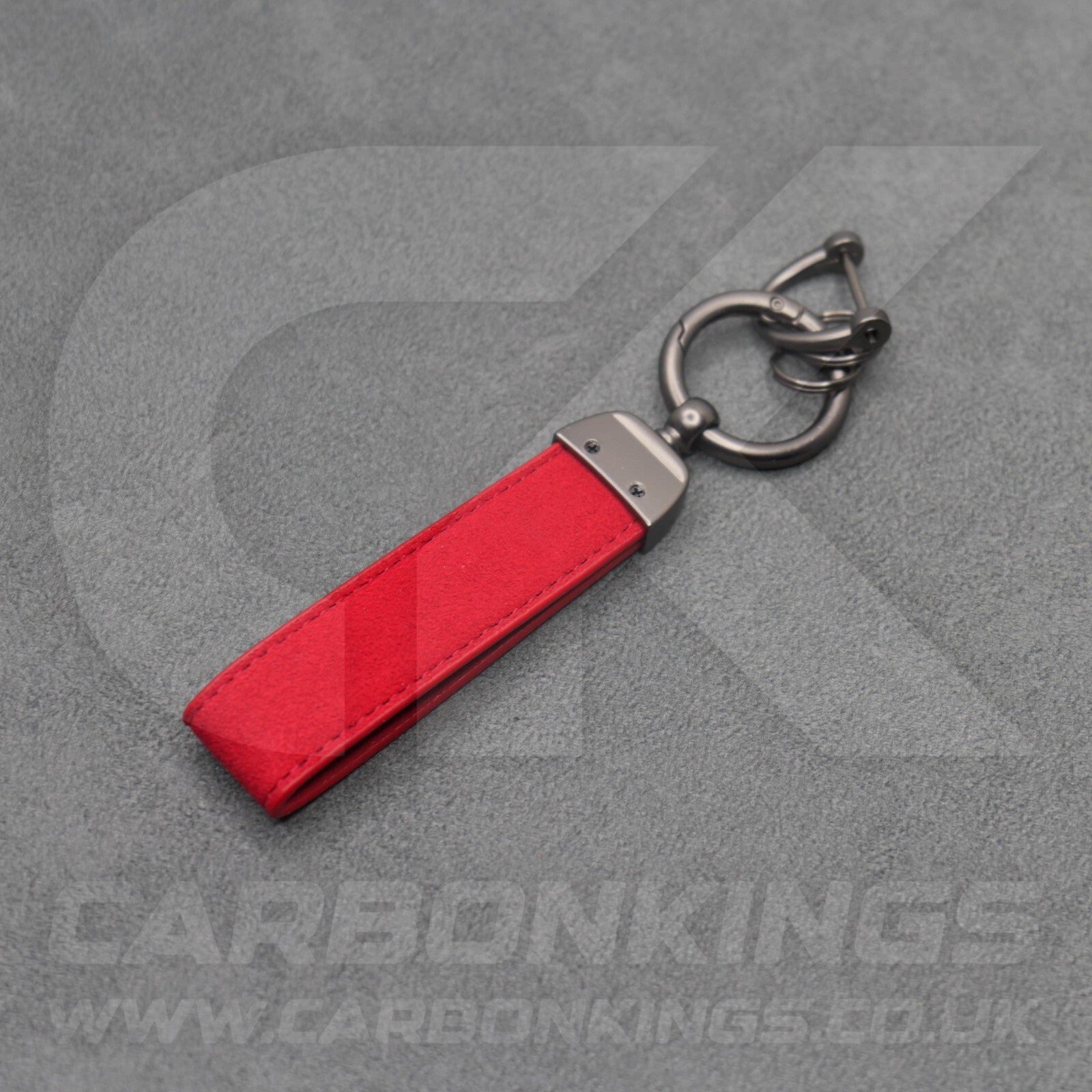 Ford ST Red Suede Key Ring Chain Alcantara Stitched Premium Focus Fiesta Puma