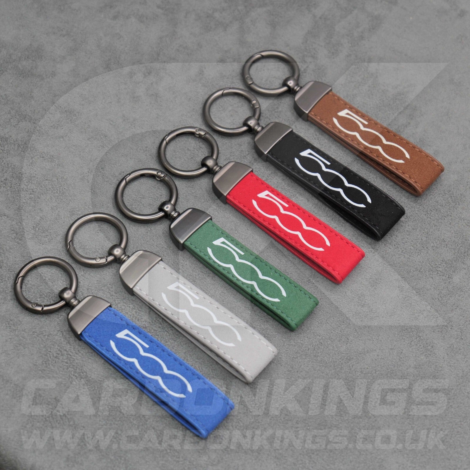 Fiat 500 Suede Car Key Ring Chain Alcantara Stitched Premium Durable Lightweight