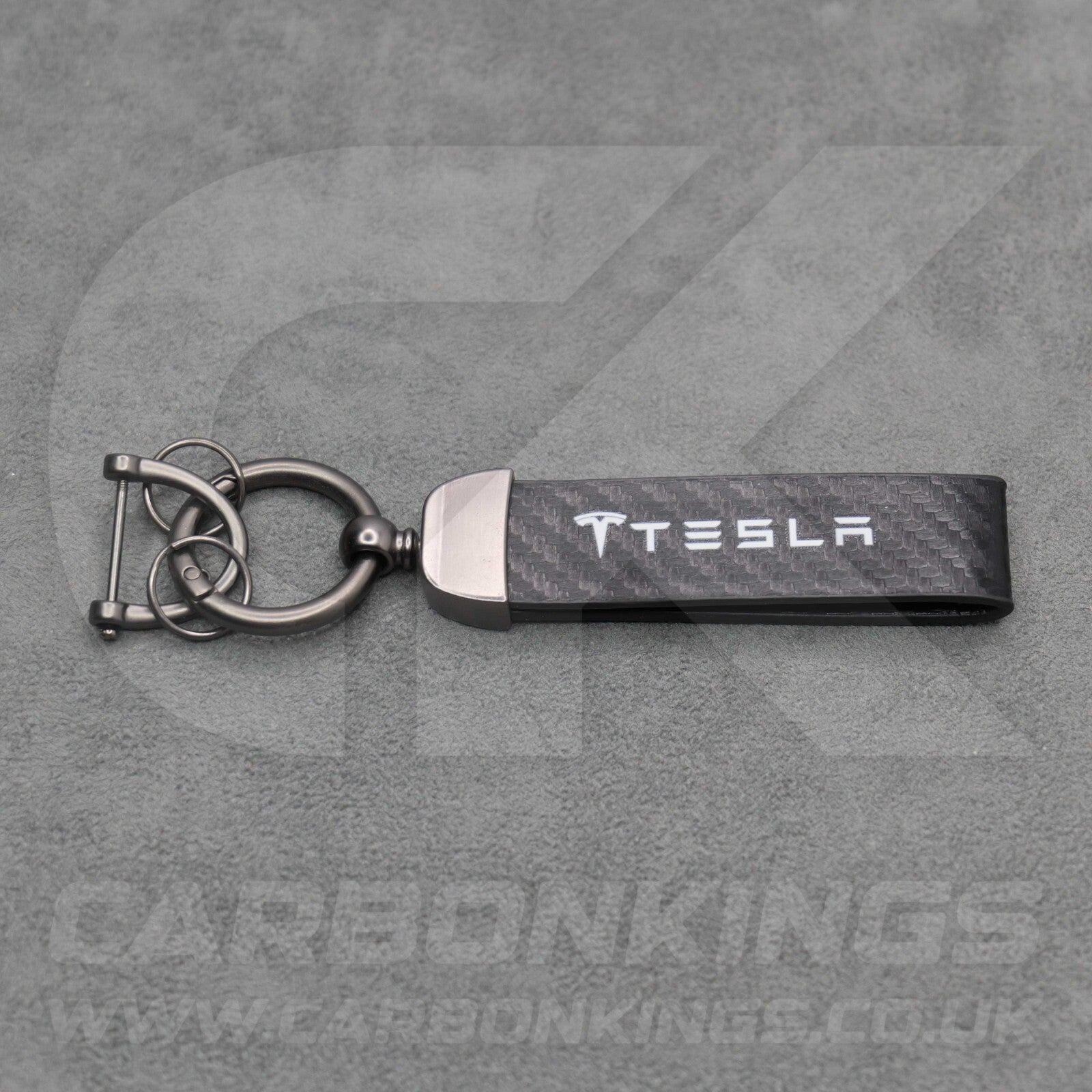 Tesla Carbon Fibre Style Key Ring Chain Model S 3 X Y Premium Durable