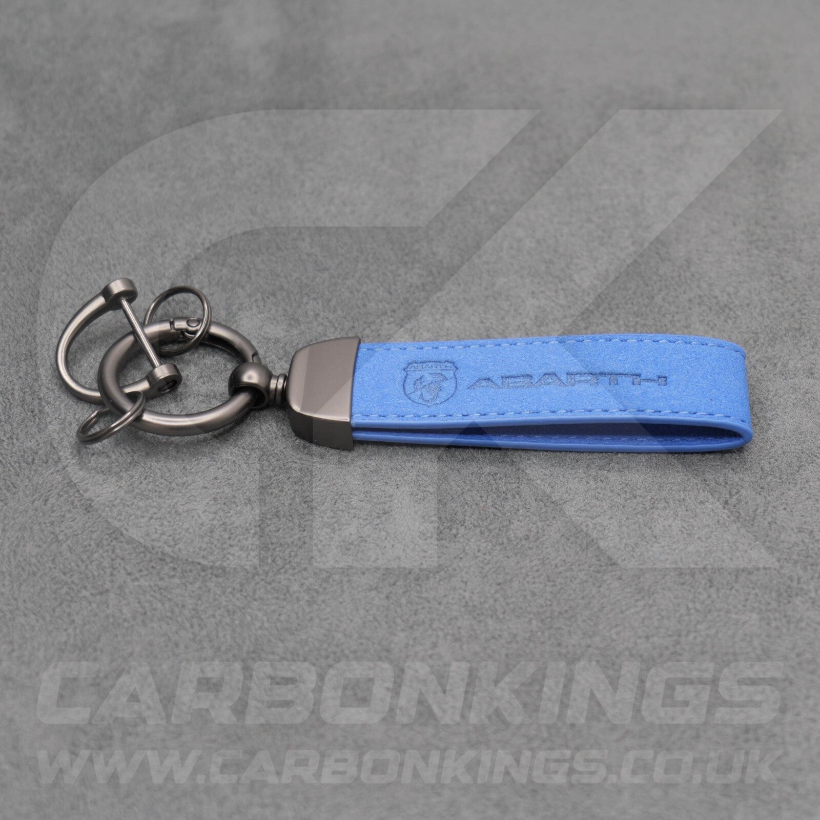 Fiat Abarth Blue Suede Key Ring Chain Alcantara Stitched 500 595 695 Punto