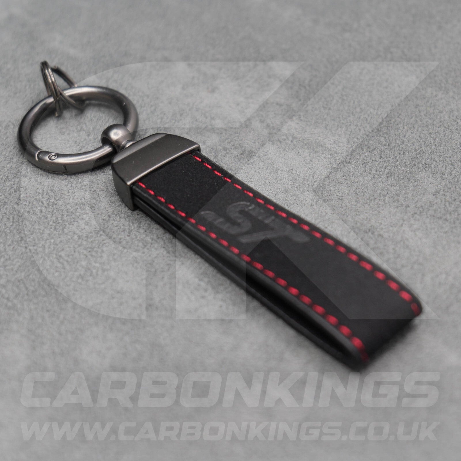 Ford ST Black Suede Key Ring Chain Alcantara Stitched Premium Focus Fiesta Puma