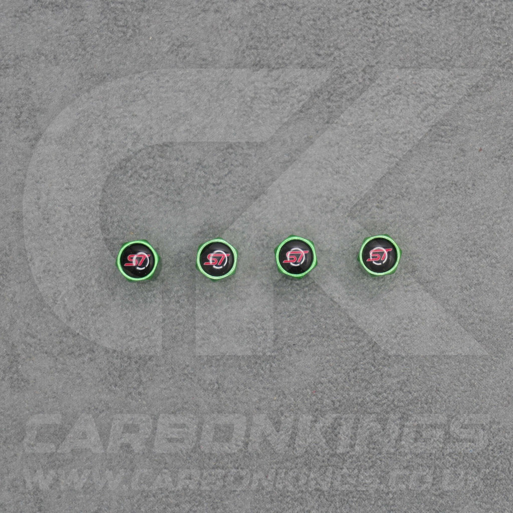 Ford ST Sport Green Anodised Wheel Valve Dust Caps Set Fiesta Focus Edge Puma