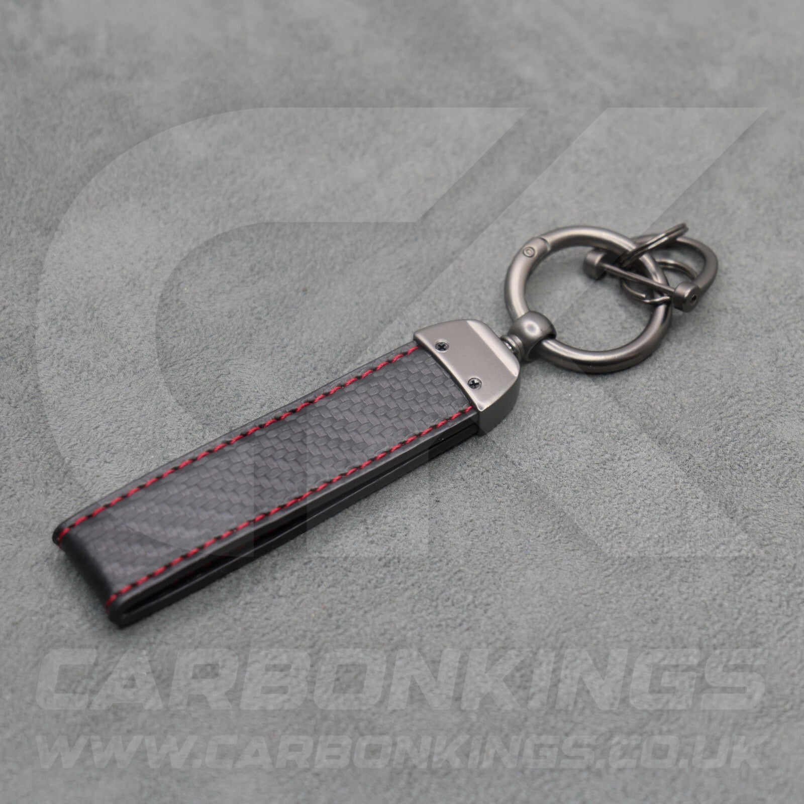 Fiat Abarth Carbon Fibre Red Stitching Key Ring Premium & Durable 500 595 695