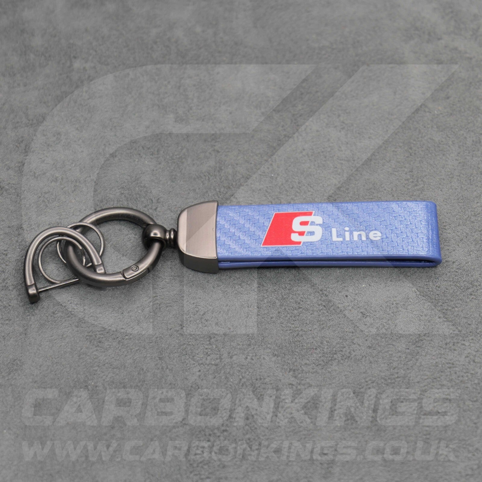 Audi S Line Blue Carbon Fibre Key Ring Chain A1 A3 A4 A5 A6 A7 Q3 Q4 Q5 Q6 Q7 Q8
