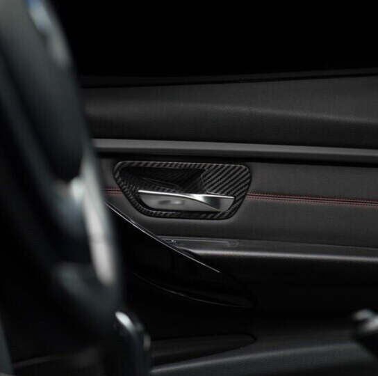 Carbon Fibre Style Interior Door Handle Trims BMW F80 M3 F82 M4 F83 F30 F32 3 4