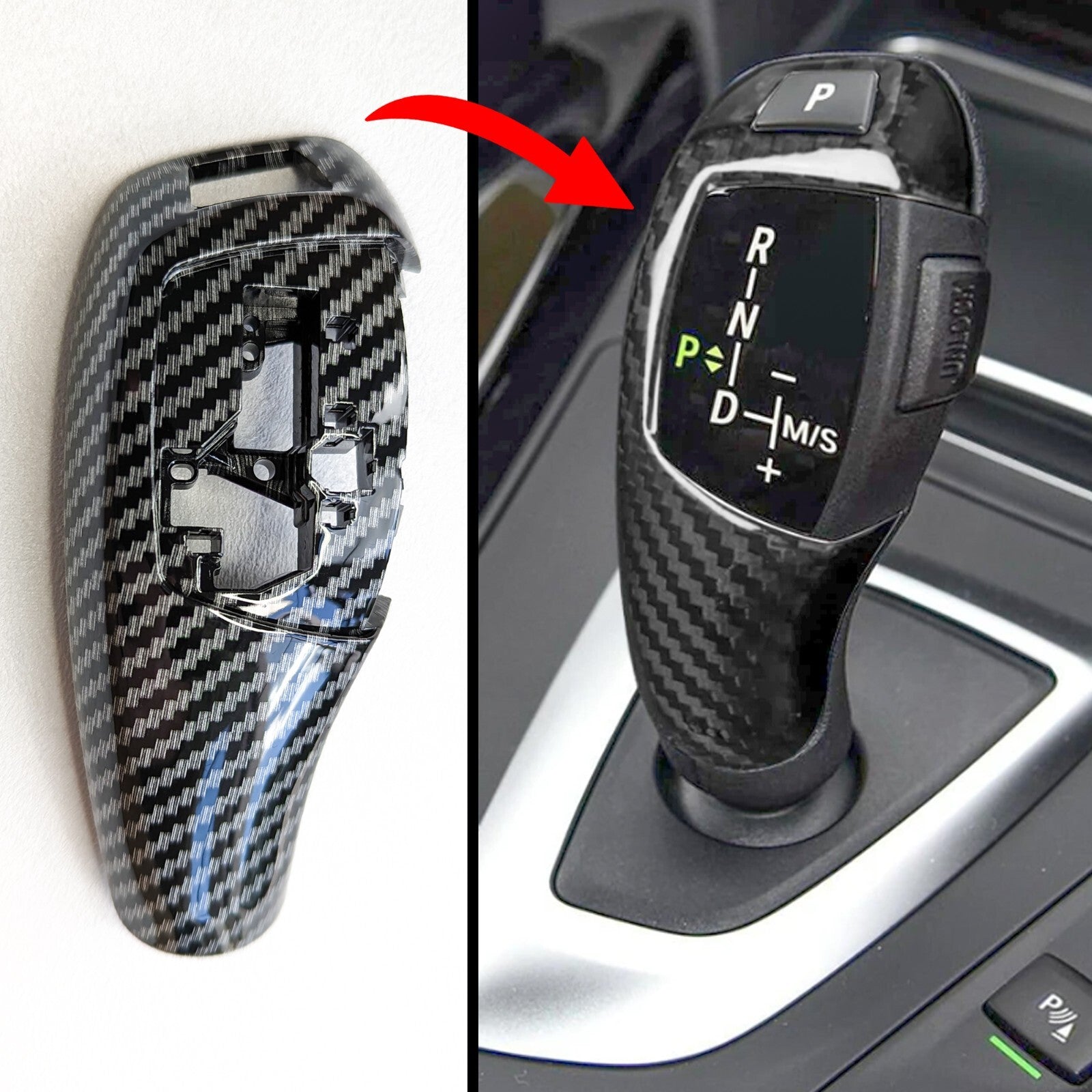 BMW Replacement Carbon Fibre Style Gear Shift Knob for F30 F20 F10 F15 F25 X5 X3