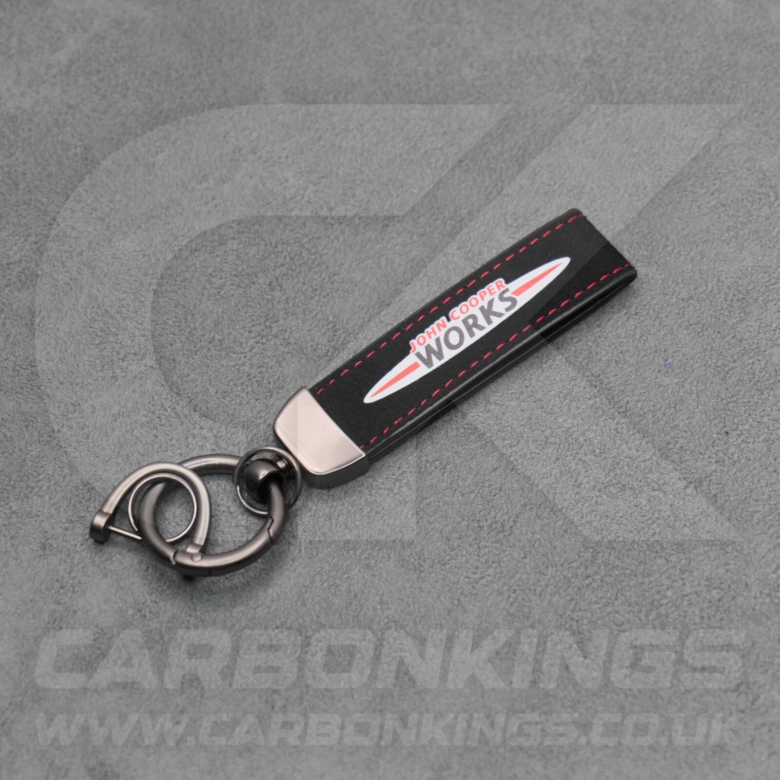 Mini JCW Suede Key Ring Chain John Cooper Works Alcantara Red Stitching Premium
