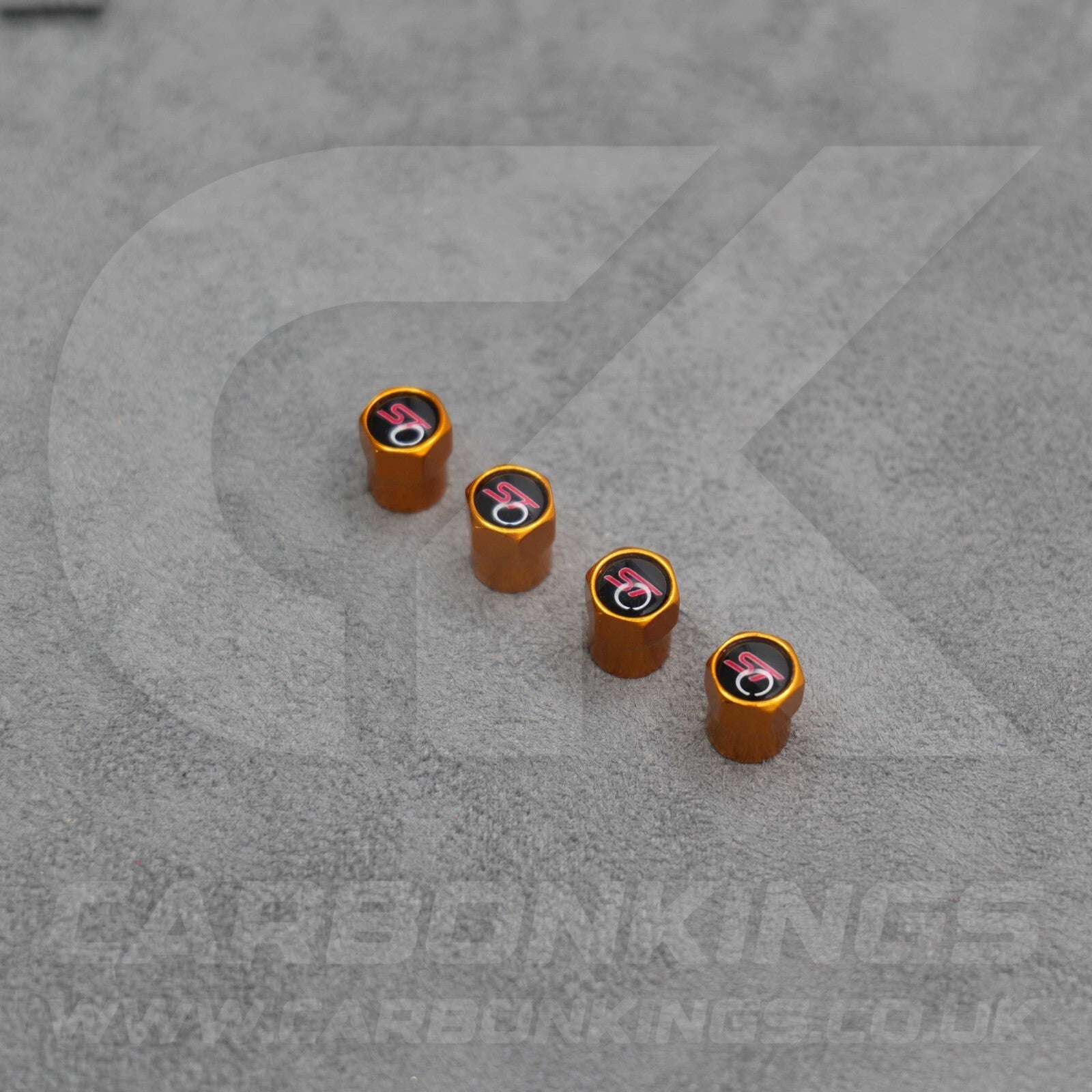 Ford ST Sport Orange Anodised Wheel Valve Dust Caps Set Fiesta Focus Edge Puma
