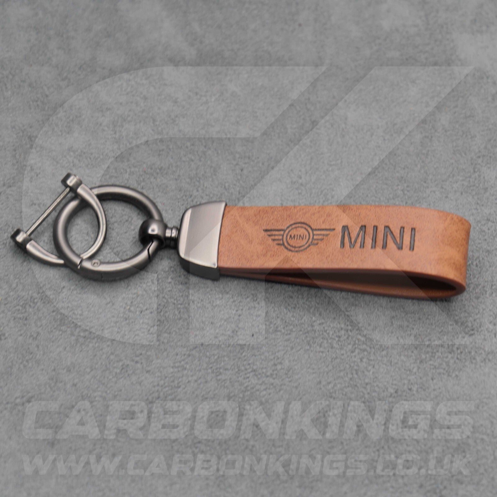 Mini Cooper Brown Leather Key Ring Chain Premium Car Keys One S JCW R55 R56 R57