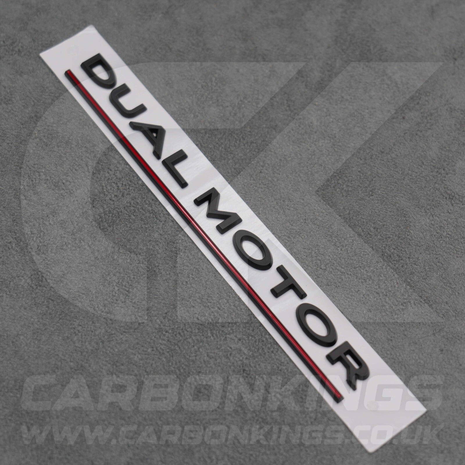 Tesla Matte Black with Red Line Dual Motor Rear Boot Badge Letters Model S 3 X Y