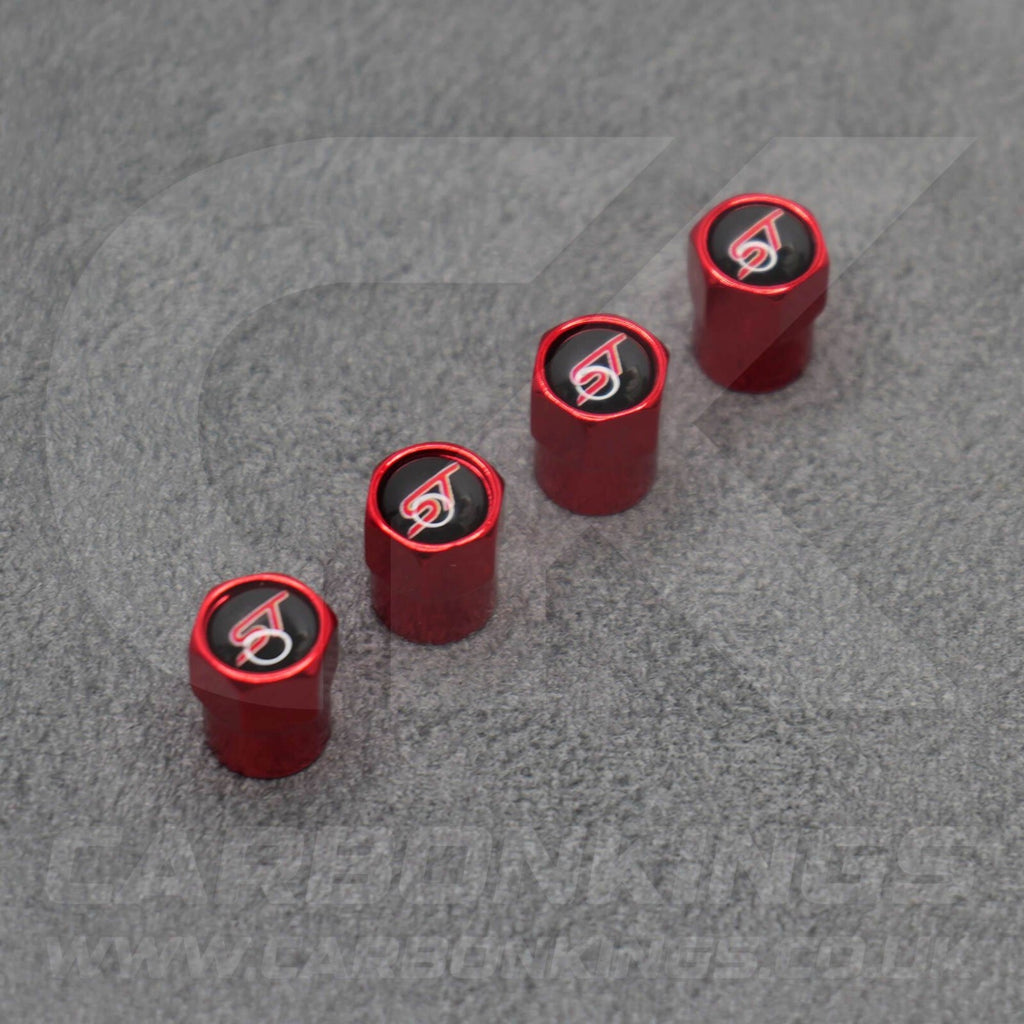 Ford ST Sport Red Anodised Wheel Valve Dust Caps Set Fiesta Focus Edge Puma