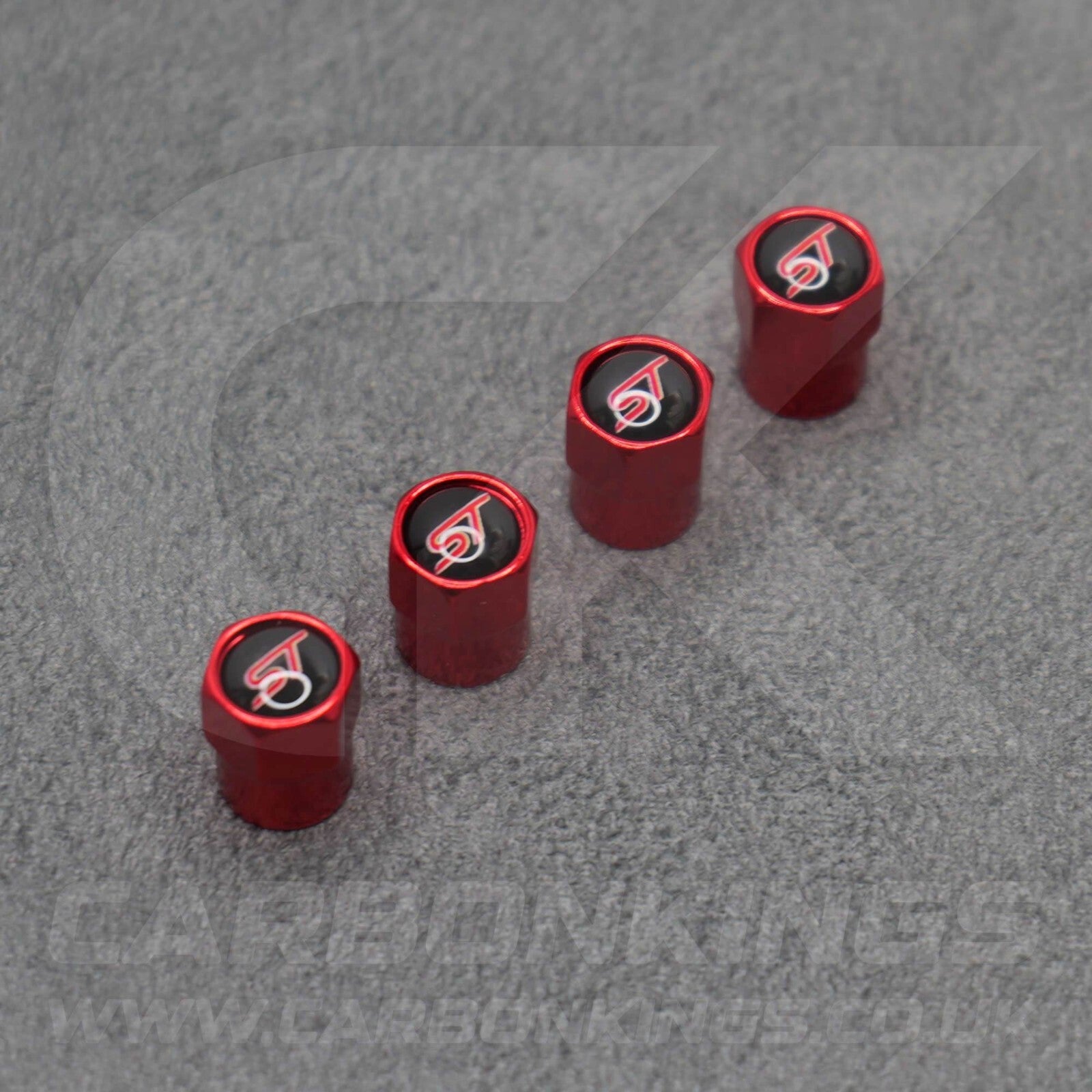 Ford ST Sport Red Anodised Wheel Valve Dust Caps Set Fiesta Focus Edge Puma