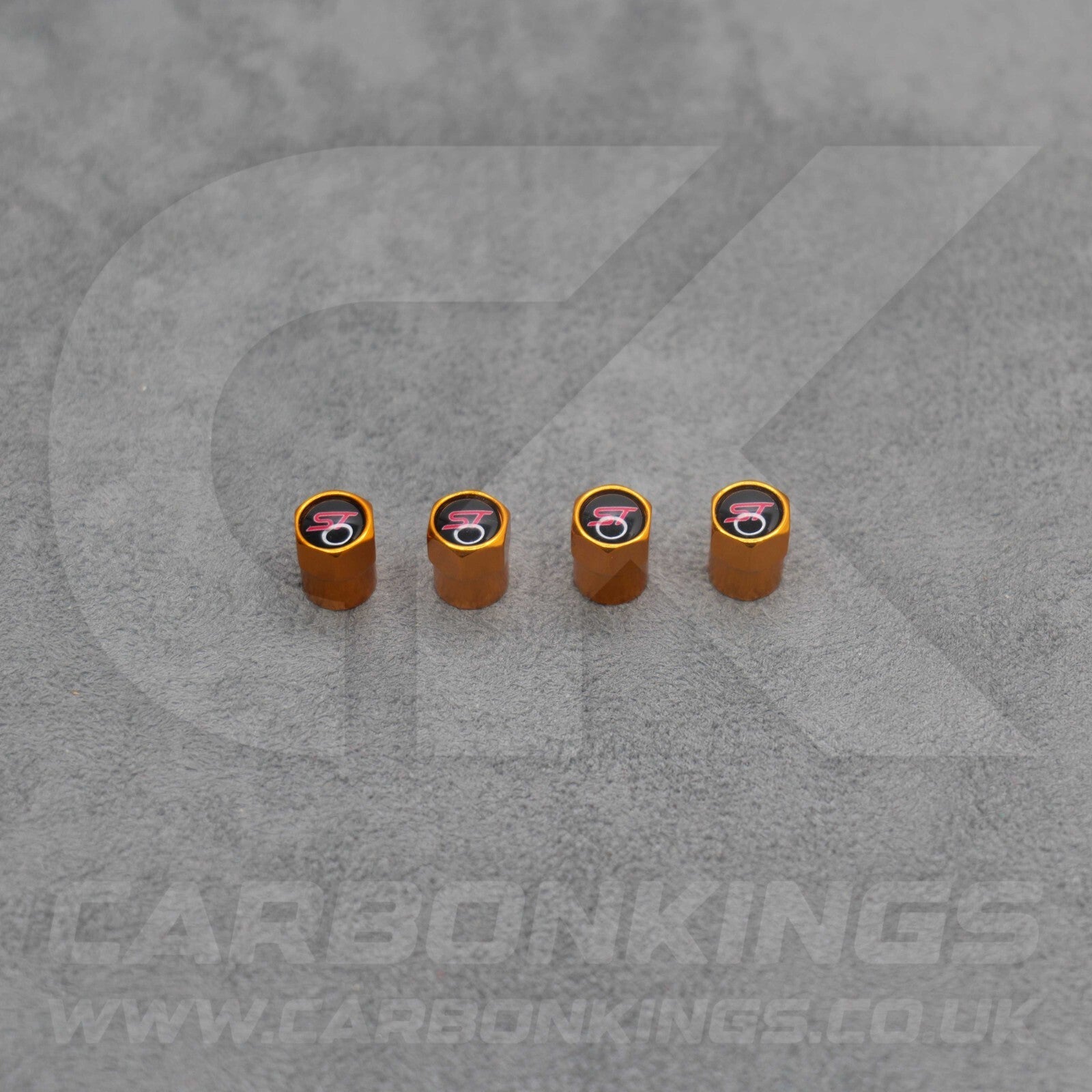 Ford ST Sport Orange Anodised Wheel Valve Dust Caps Set Fiesta Focus Edge Puma