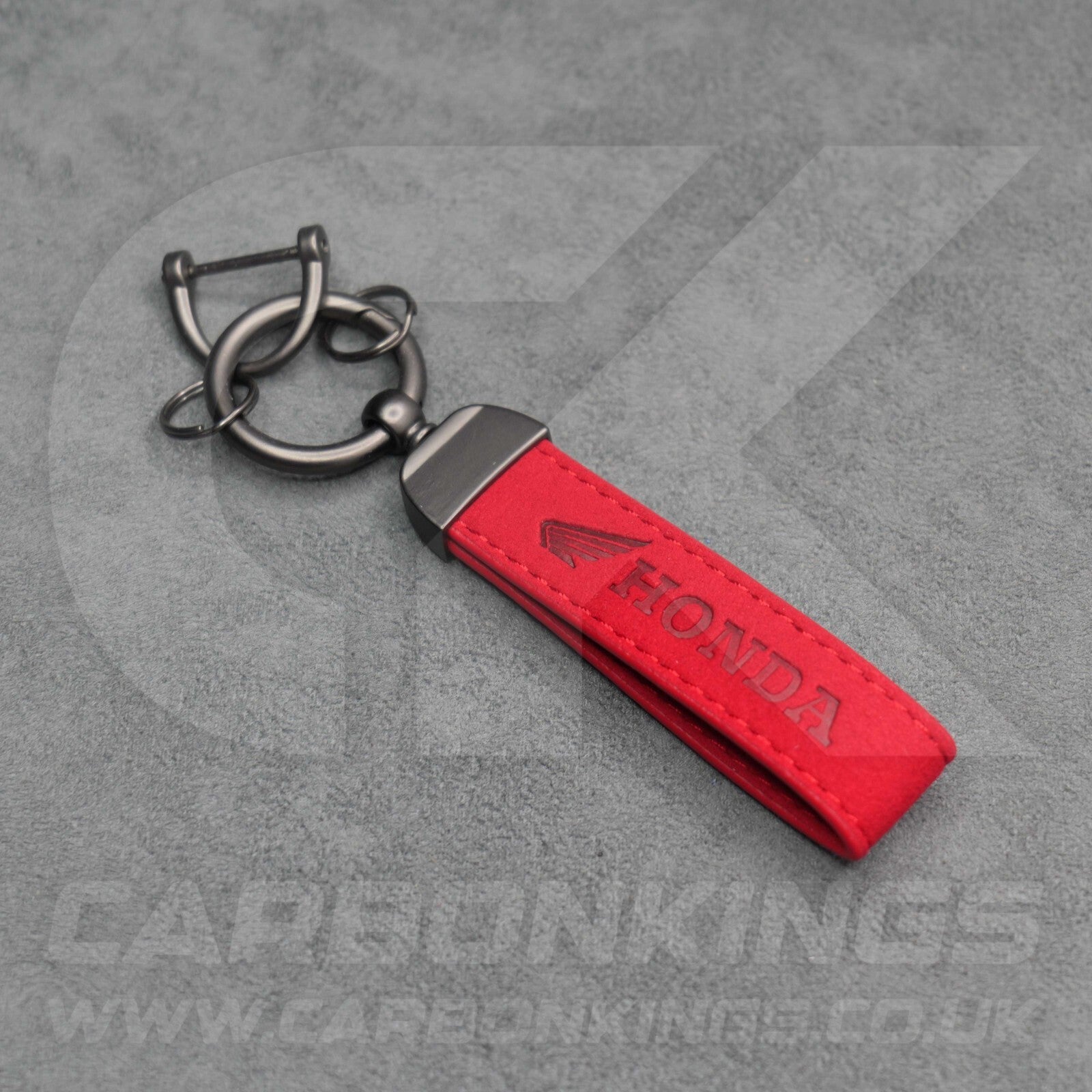 Honda Red Suede Key Ring Chain Car Civic Type R Premium Alcantara Stitched