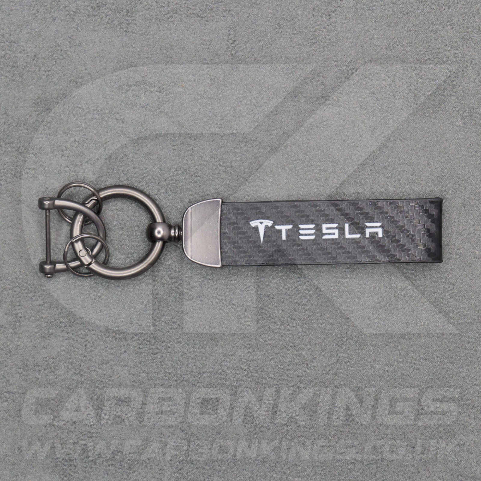 Tesla Carbon Fibre Style Key Ring Chain Model S 3 X Y Premium Durable