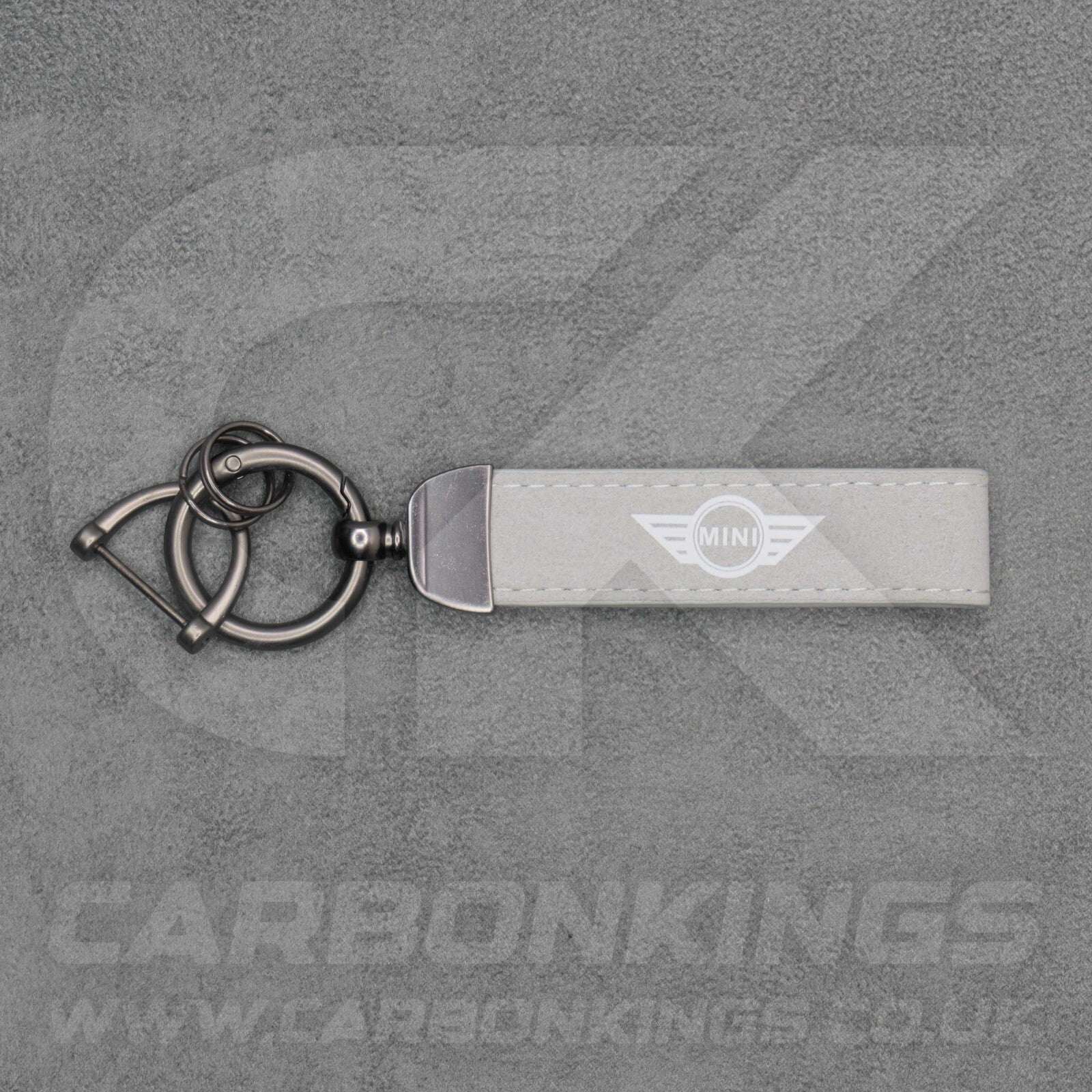 Mini Cooper Grey Suede Key Ring Chain JCW Alcantara Stitched Premium Car Keys